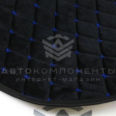 Универсальные накидки из велюра (широкие) без бортов на передние сиденья Ромб (синяя нить)