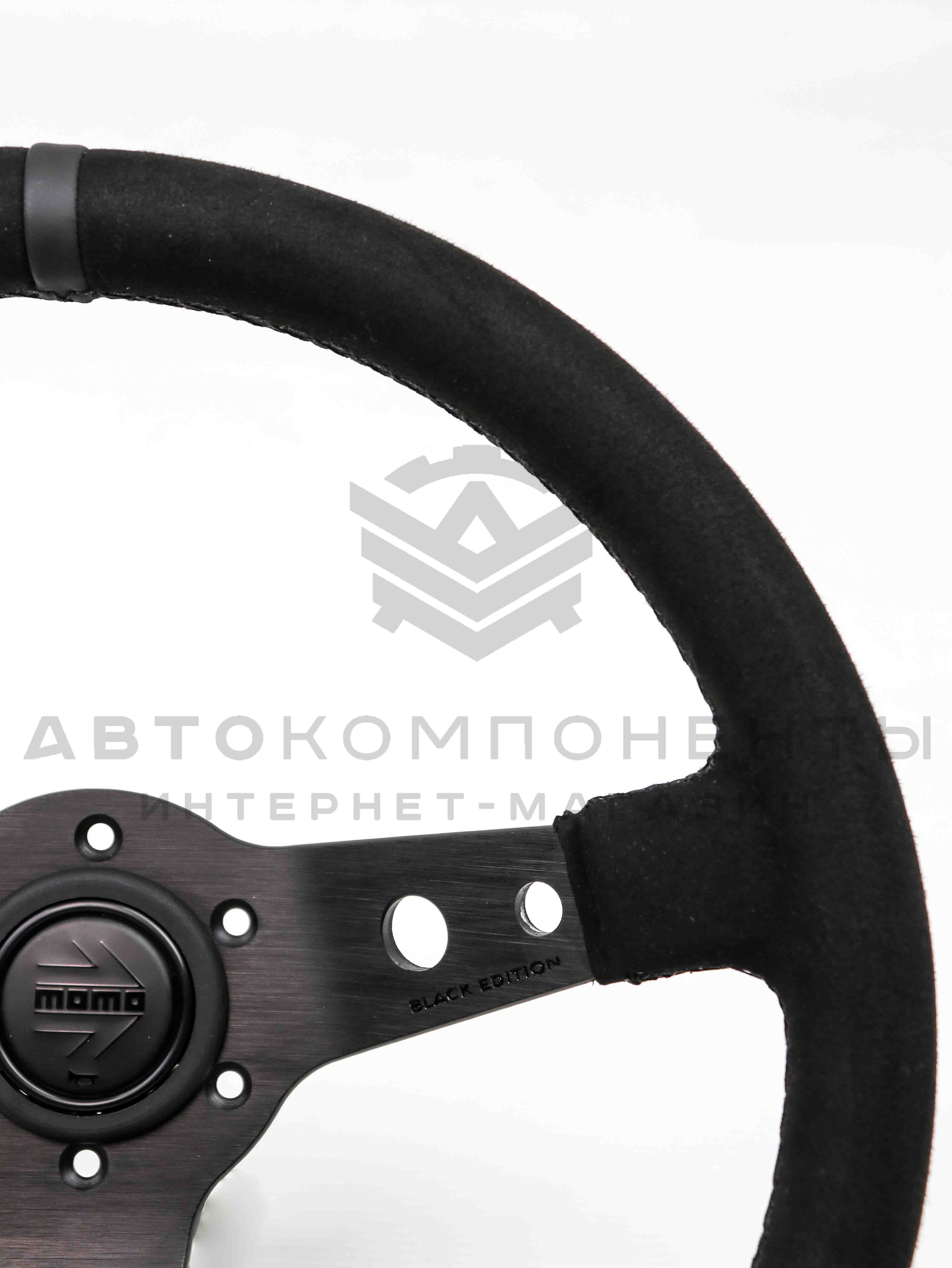 Руль спортивный (с вылетом) "MOMO" Prototipo Black Edition (замша, с меткой)