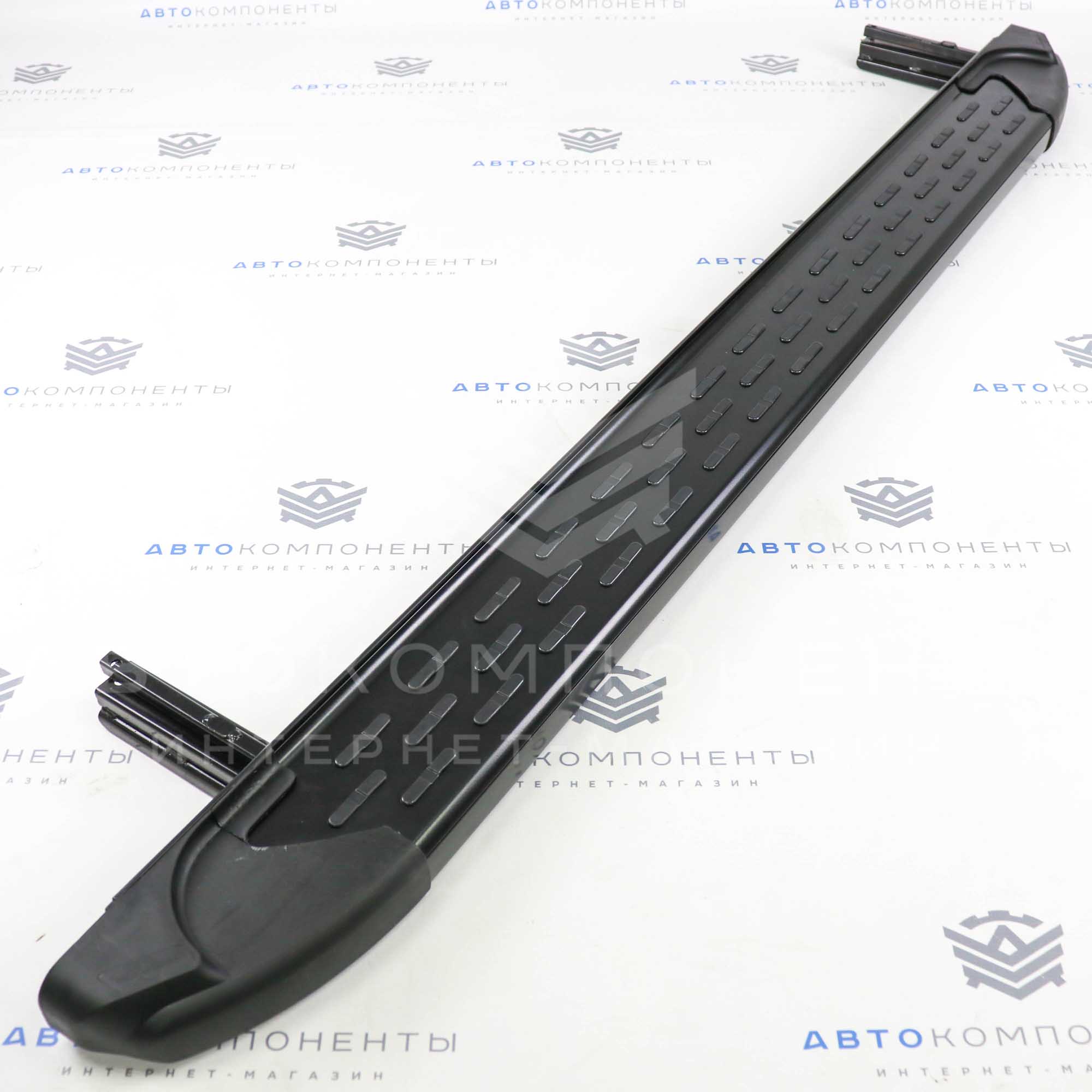 Пороги "БУМЕР 2" (алюминиевые с резинкой) Лада Нива 4х4, Урбан (черные) 5D