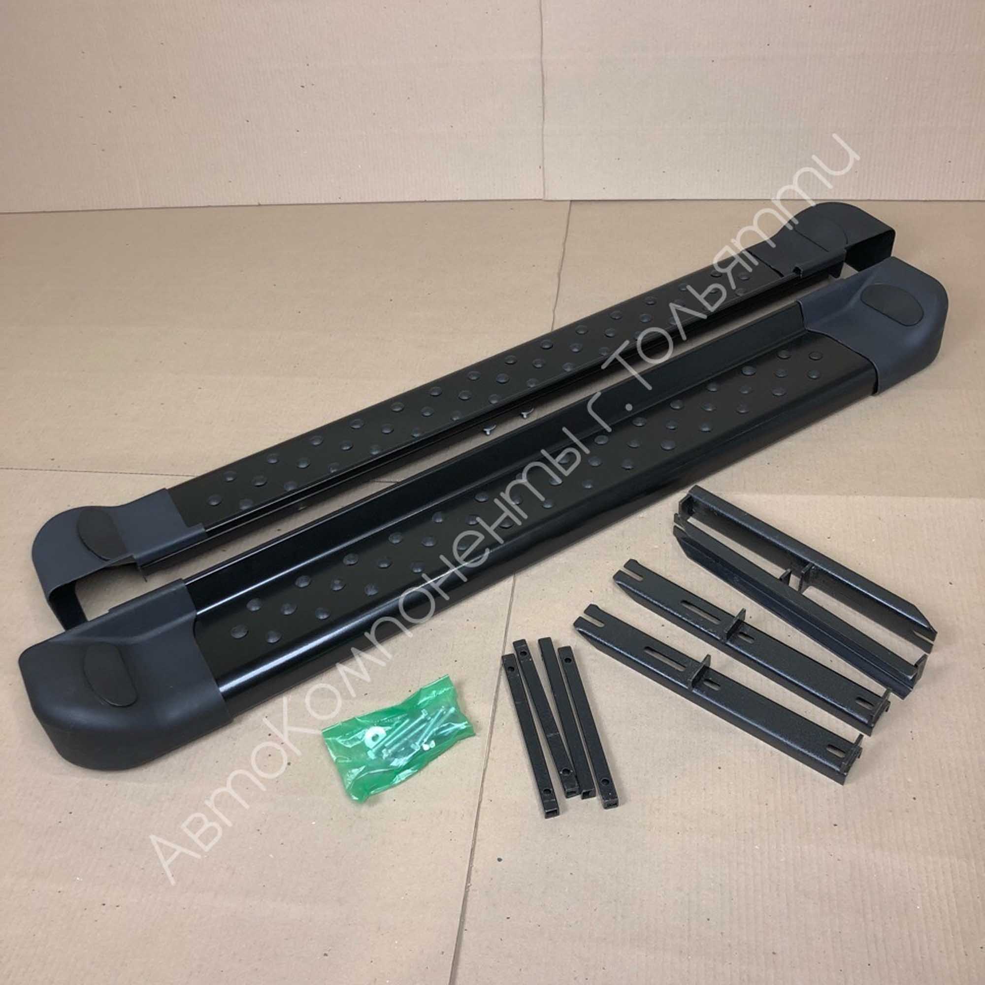 Пороги "БМВ стиль" Лада Нива 4Х4 3D (серые, без подсветки)