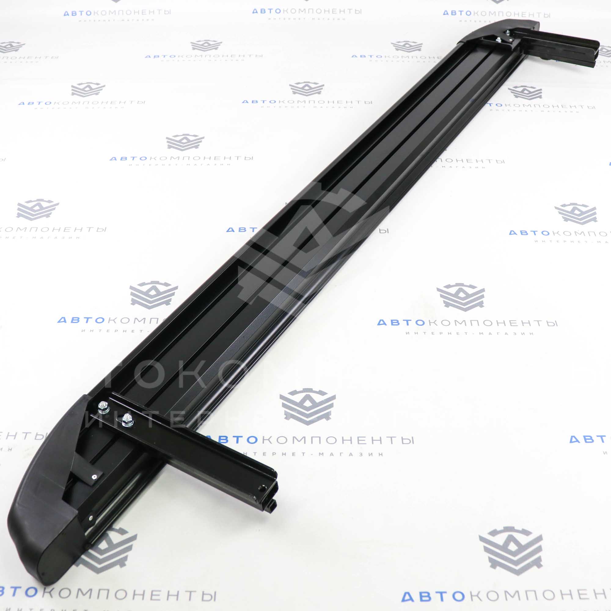 Пороги "БУМЕР 2" (алюминиевые с резинкой) Лада Нива 4х4, Урбан (черные) 5D