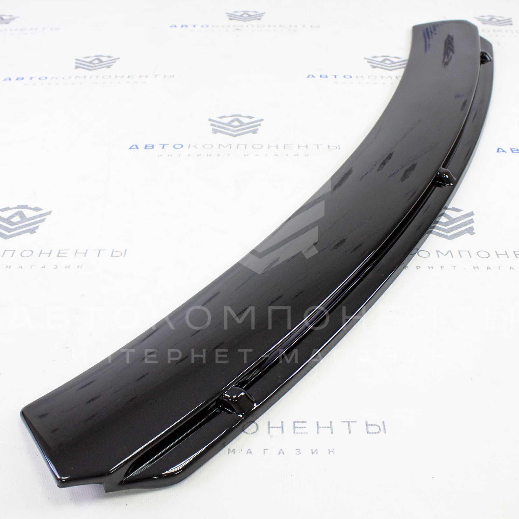 Универсальный сплиттер (вариант №3) переднего бампера (черный глянец)