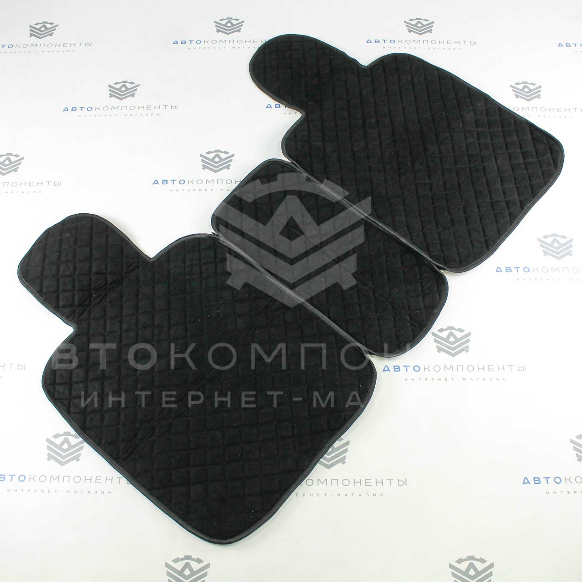 Универсальные накидки из велюра на задние сиденья Ромб (черные)
