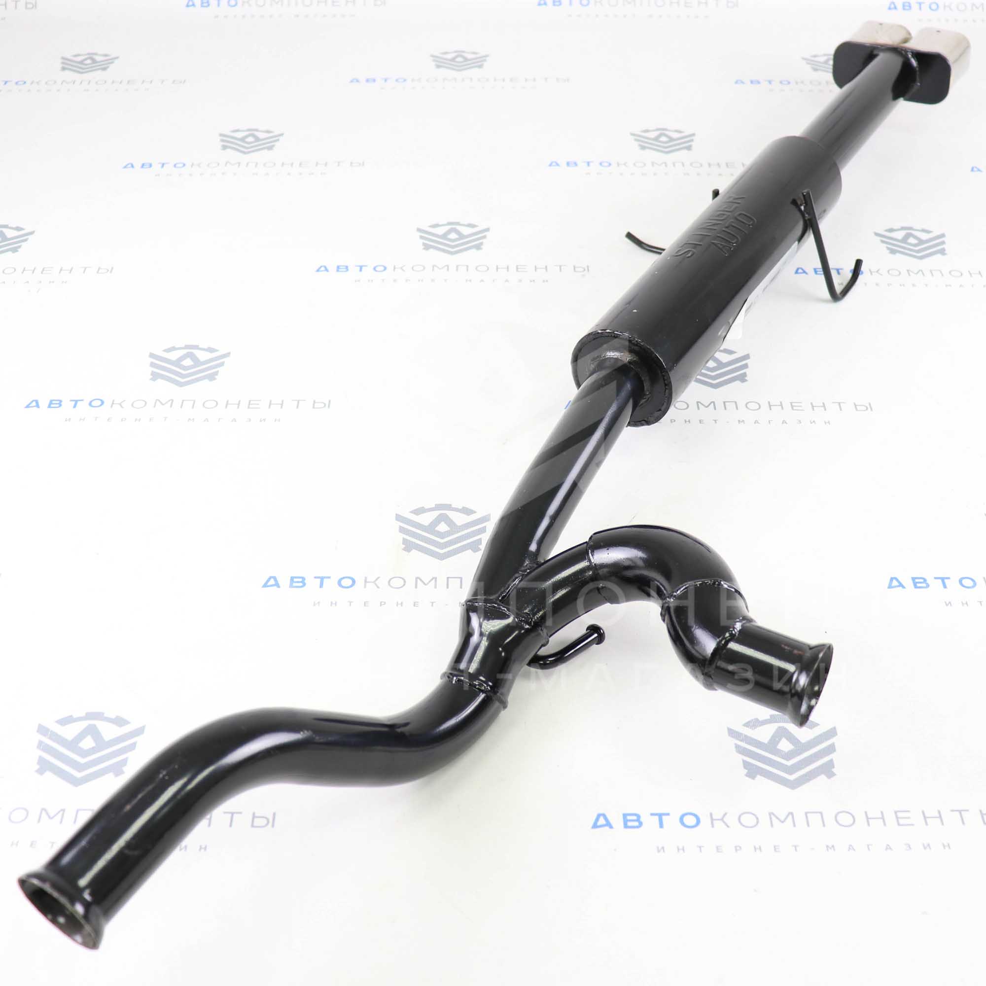 Глушитель "Stinger" раздвоенный (с двойными квадратными насадками) ВАЗ 2115