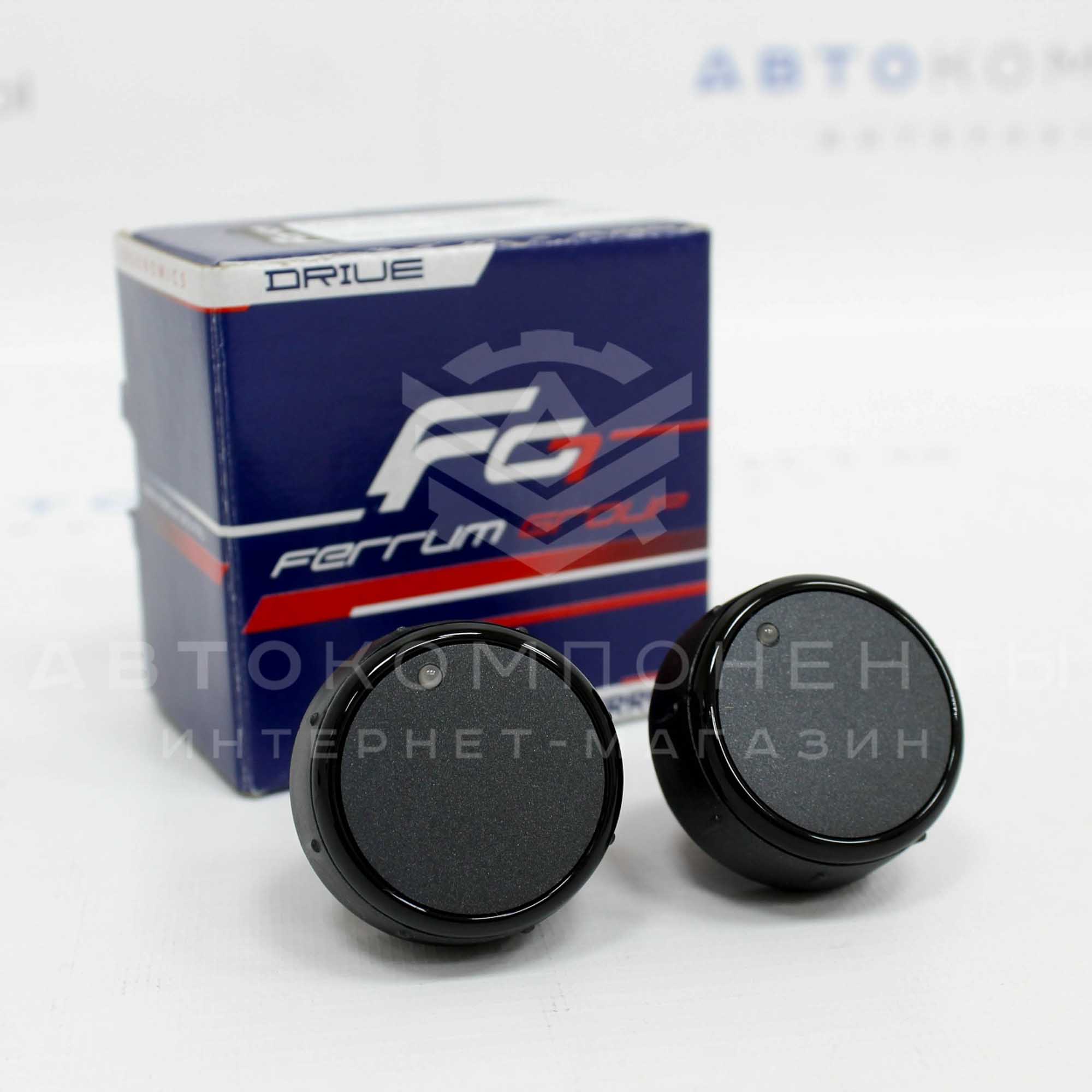 Ручки отопителя "Ferrum Group" (черный глянец кольца) Лада Калина, Калина 2, Гранта