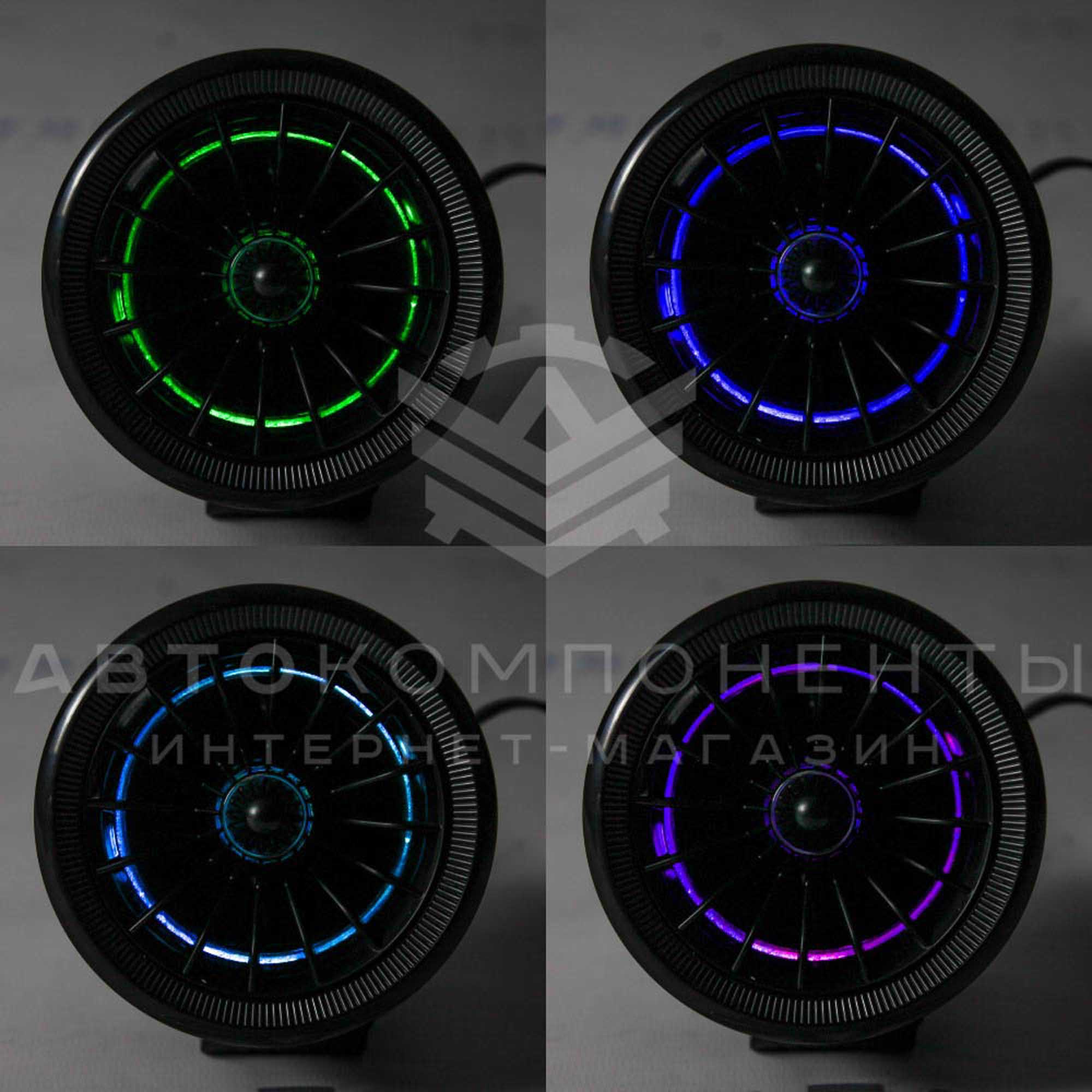 Сопло вентиляции в стиле Ferrari (регулируемое) с RGB подсветкой Лада Гранта, Калина 2, Ларгус (черное)