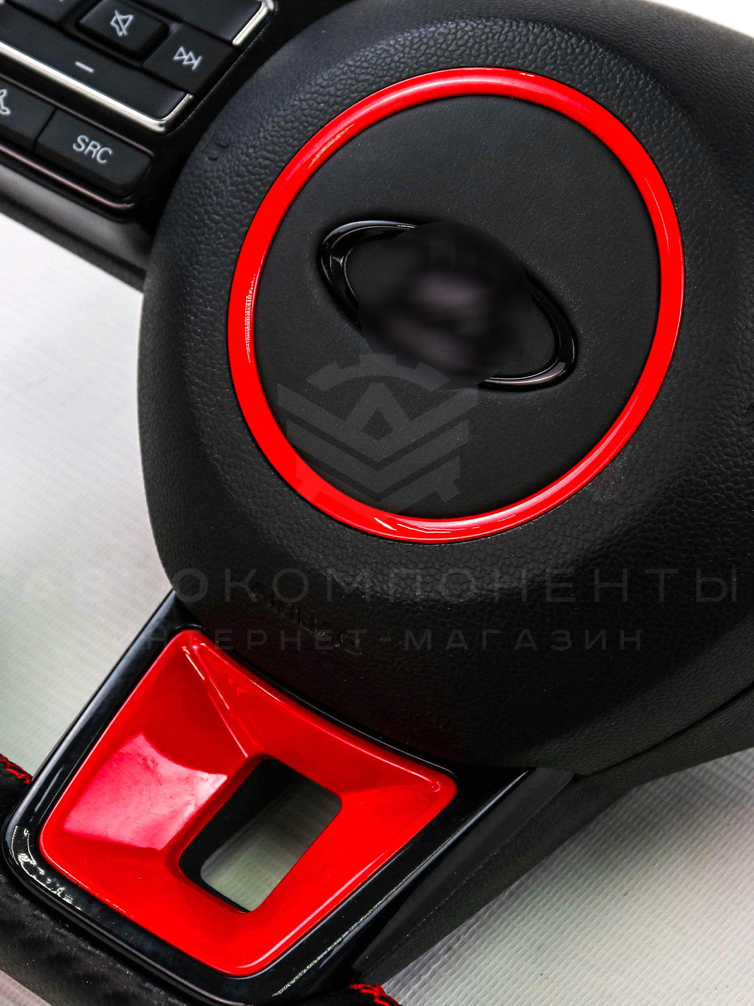 Мультируль в стиле "KIA" (в коже, красный) "Карбон" Лада Приора, Калина, Гранта, ВАЗ 2110-2112 (евро)