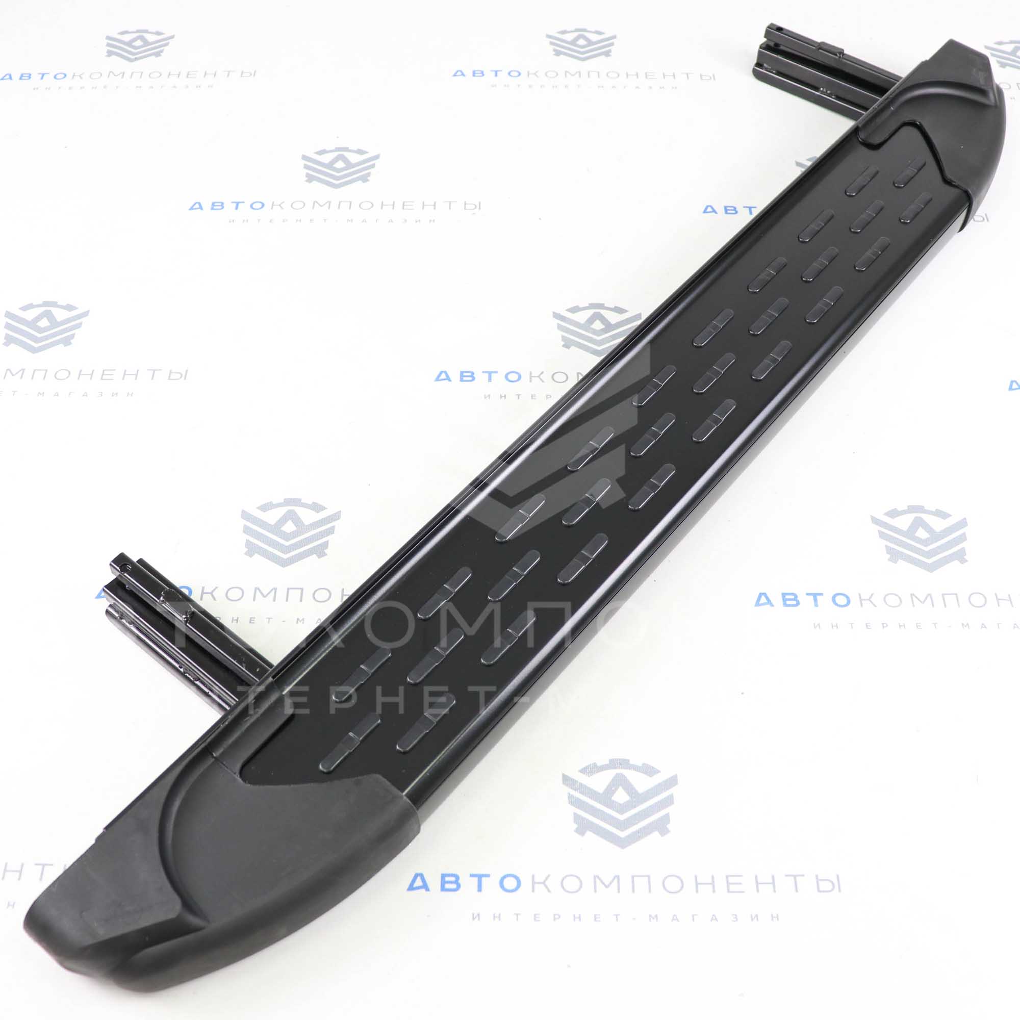 Пороги "БУМЕР 2" (алюминиевые с резинкой) Лада Нива 4х4, Урбан (черные)