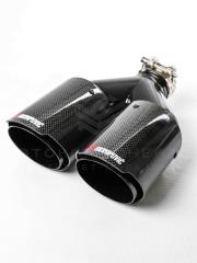 Раздвоенная насадка AKRAPOVIC (открытого типа) на глушитель (прямая) 51-89мм (карбон, черная)