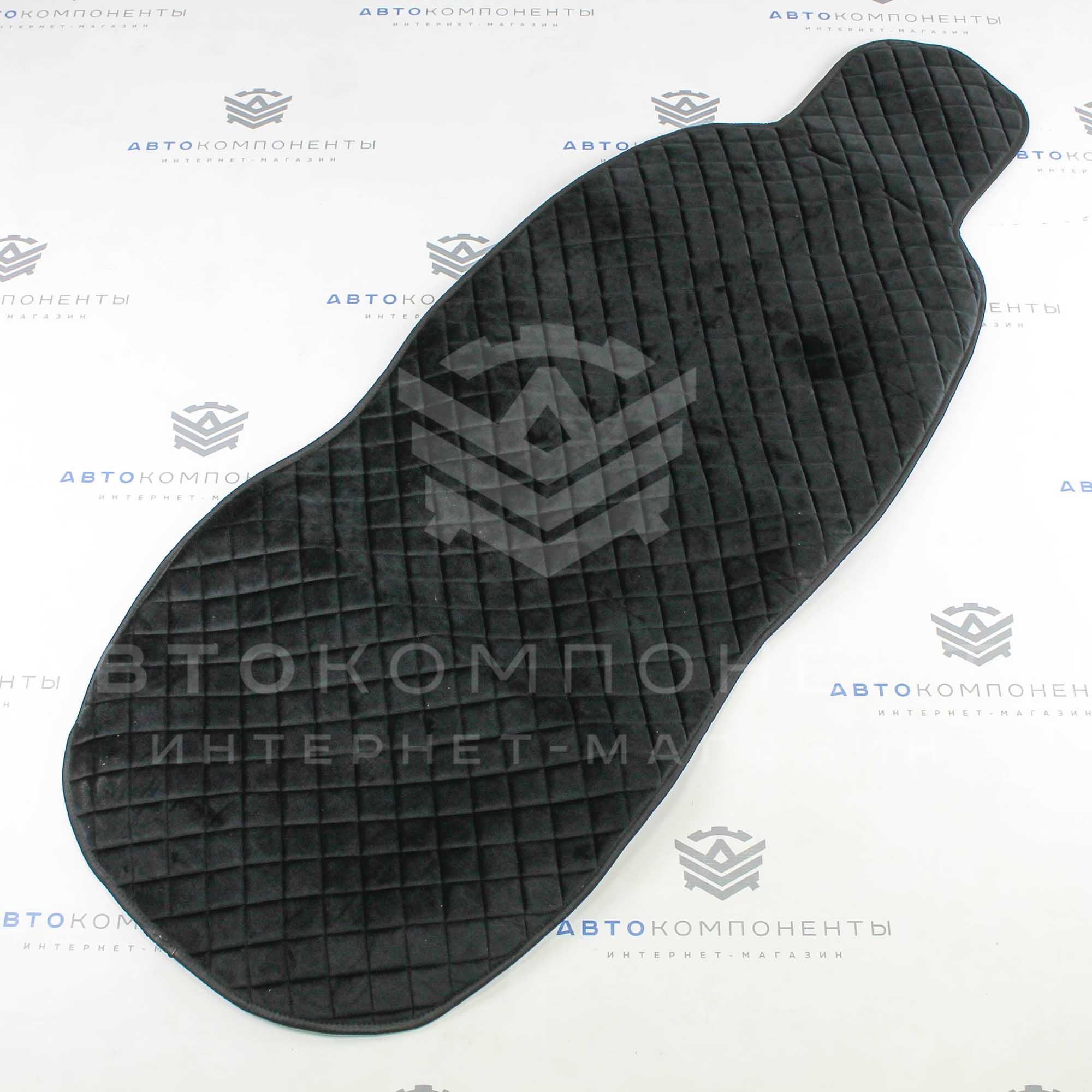 Универсальные накидки из велюра (широкие) с бортами на передние сиденья Ромб (черные)