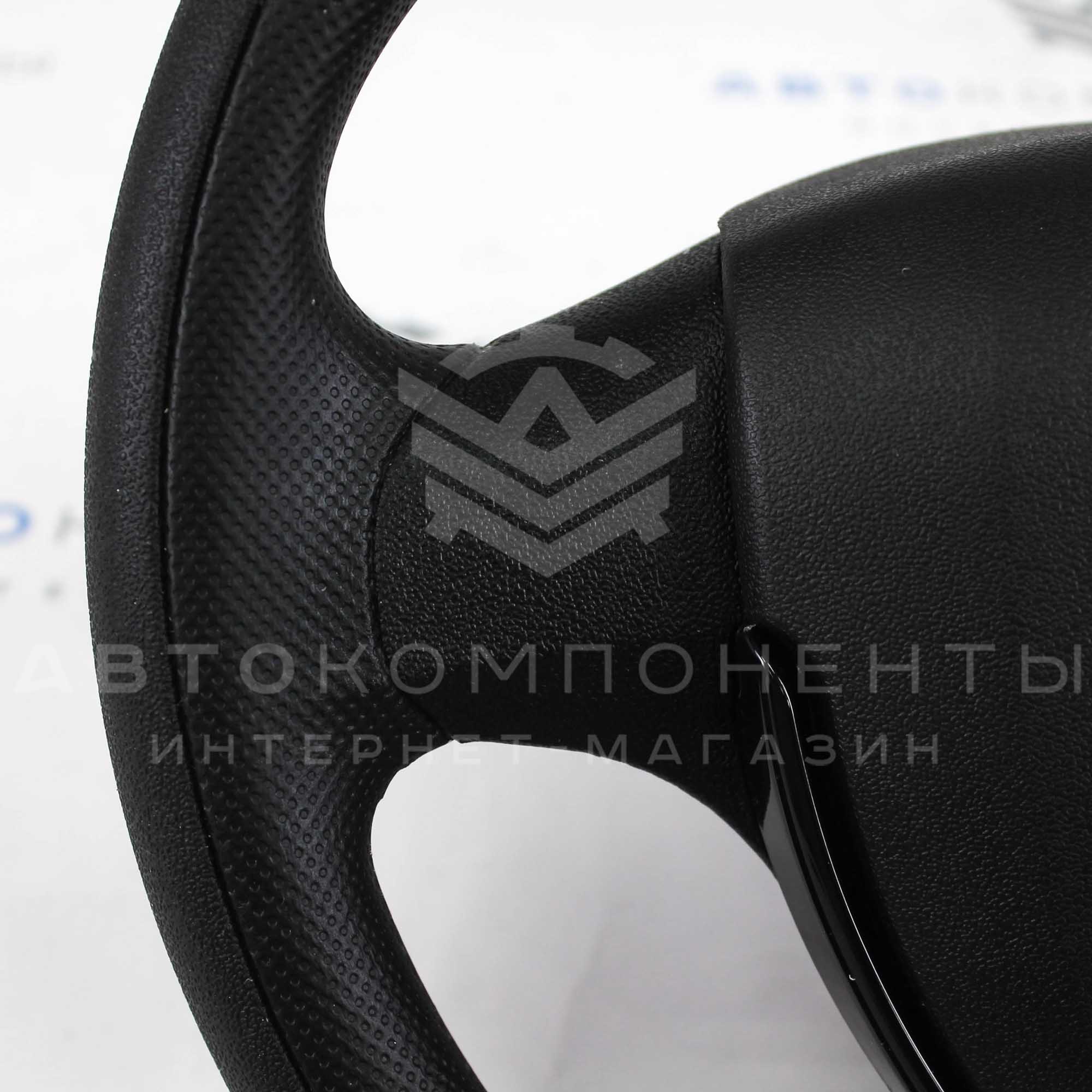 Руль (круглый) в стиле Приора 2 для ВАЗ 2108-21099, 2110-2112 (панель с/о) (чёрный лак)