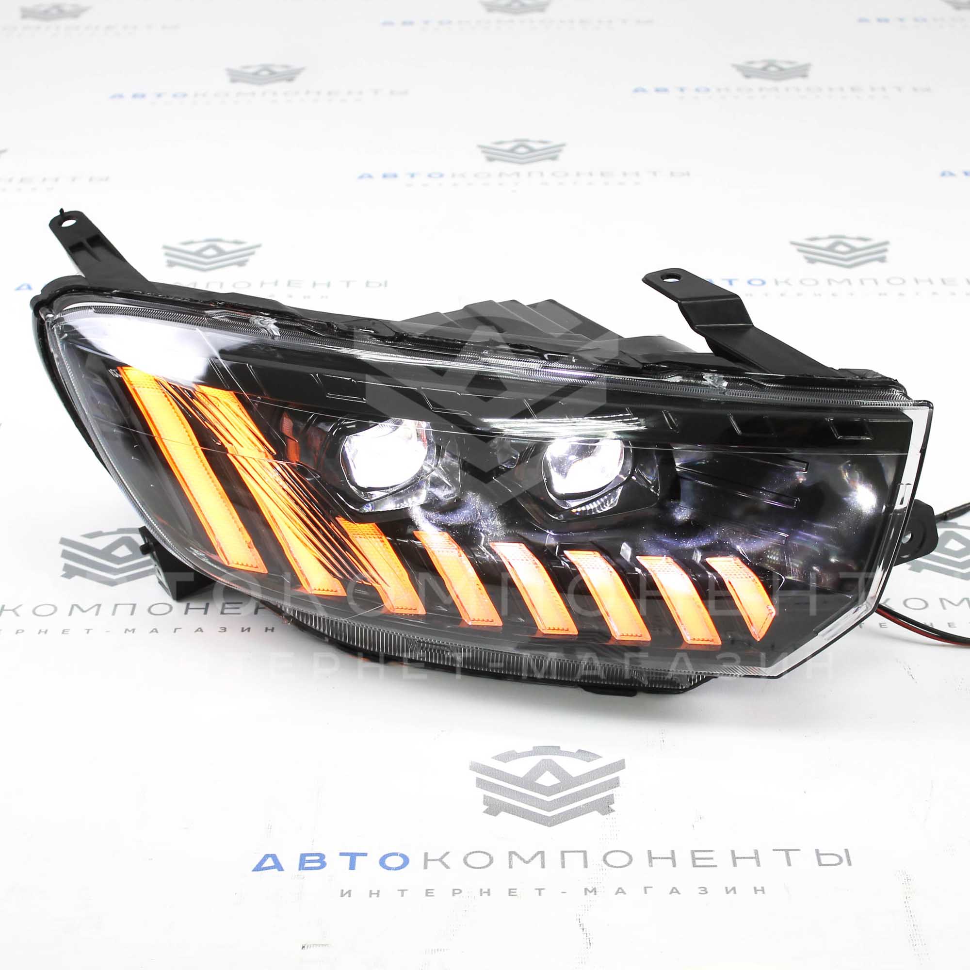 Фары Лада Гранта FL в стиле Audi с бегающими поворотниками и двойными BI-LED линзами