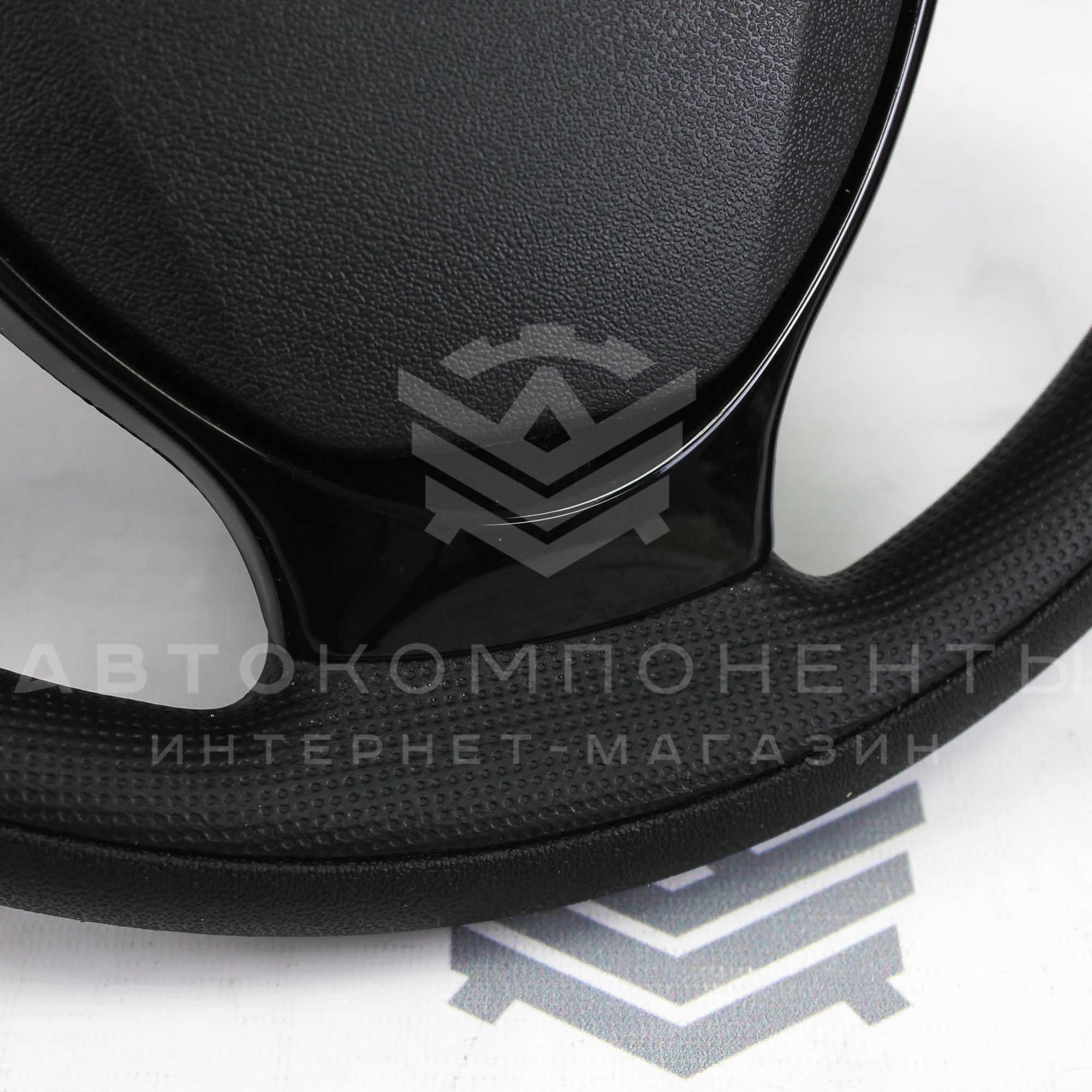 Руль (круглый) в стиле Приора 2 для ВАЗ 2108-21099, 2110-2112 (панель с/о) (чёрный лак)