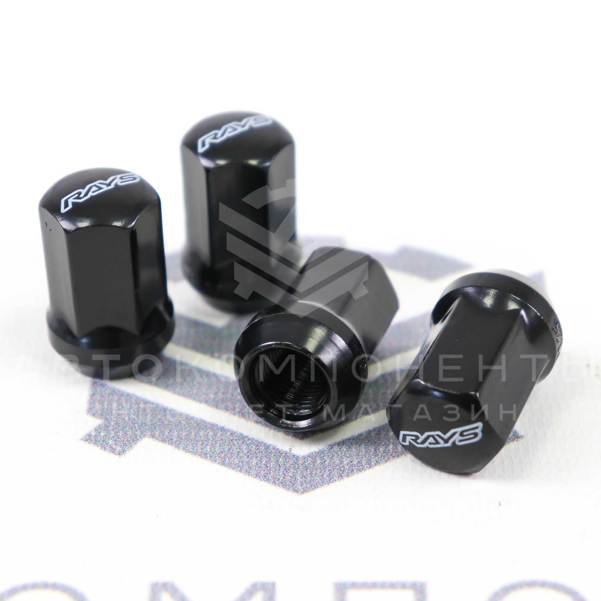 Спортивные колесные гайки-секретки "RAYS" сталь (черные)