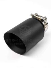 Насадка на глушитель (скошенная, нерж. сталь) 63х89мм (черный мат)