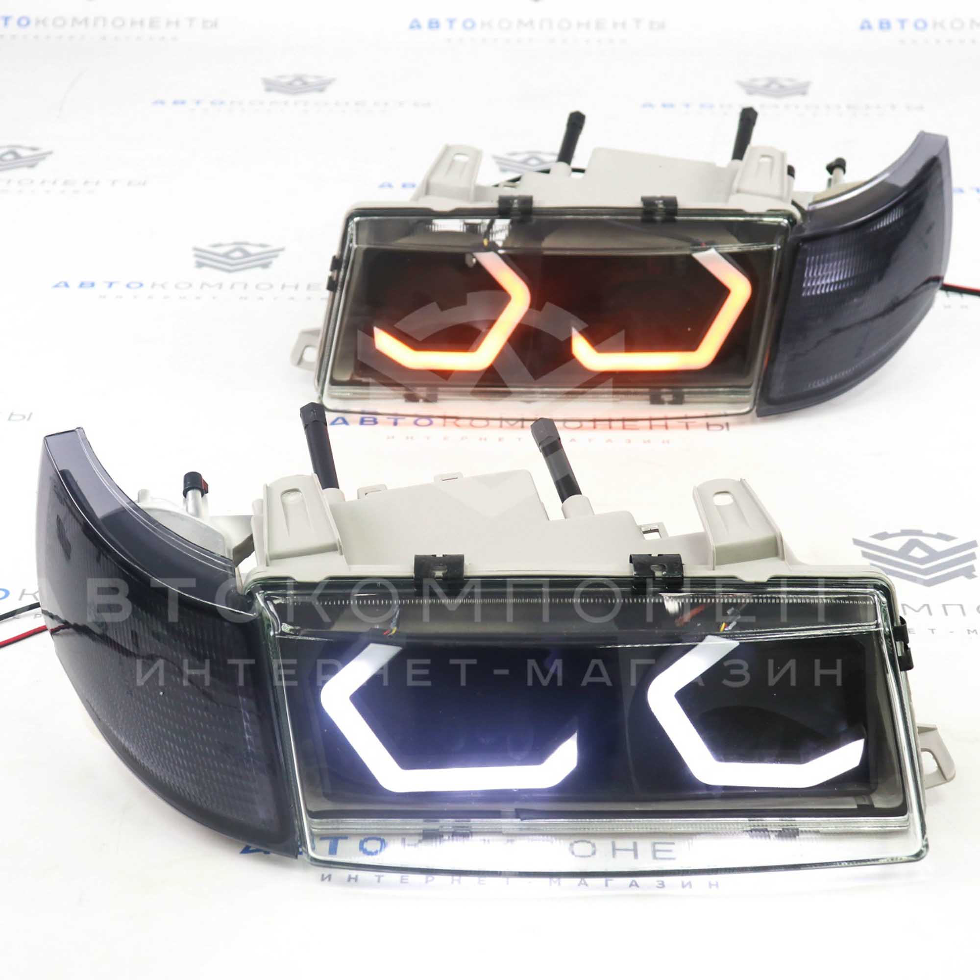 Фары ВАЗ 2110-2112 в стиле BMW (черная маска) с ДХО