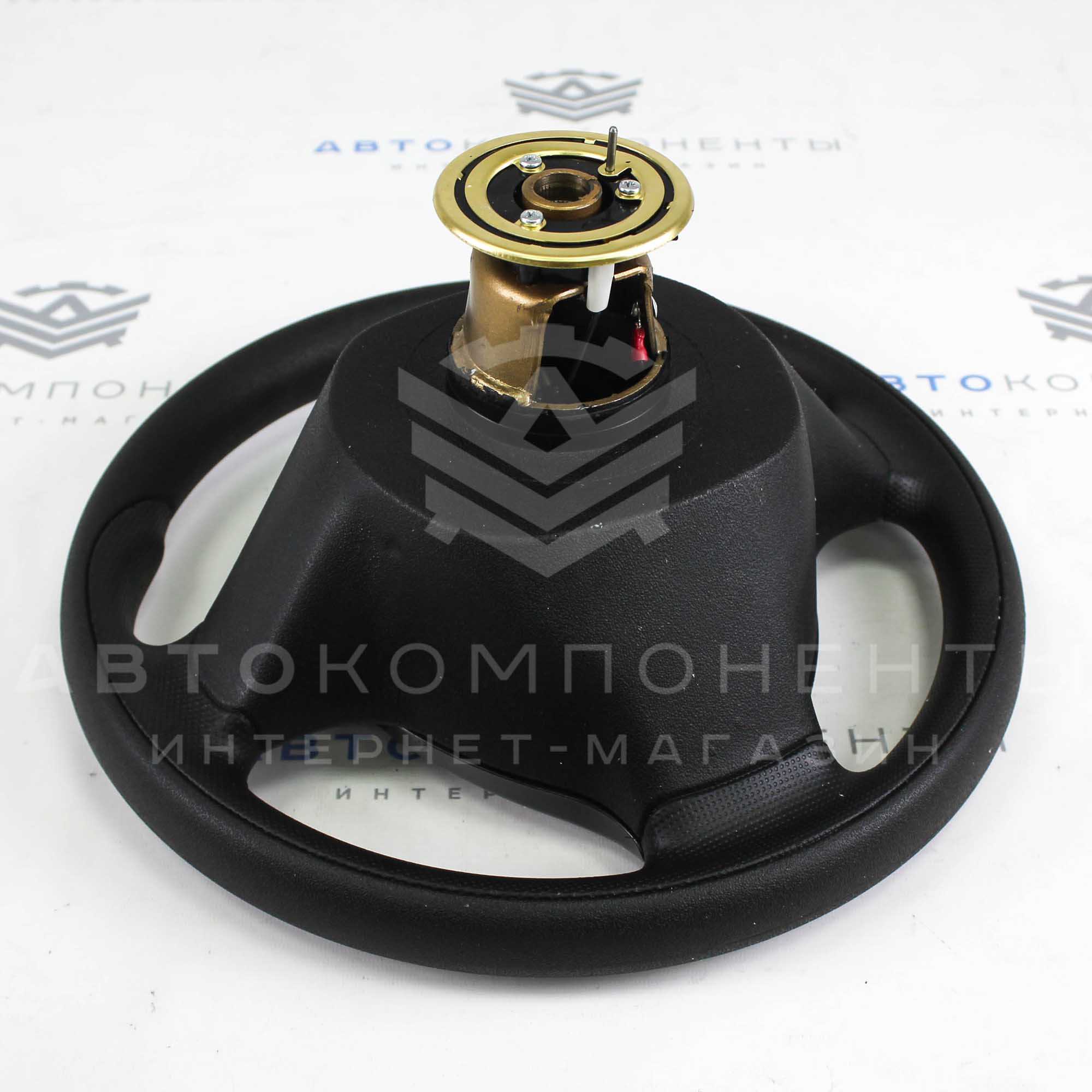 Руль (круглый) в стиле Приора 2 для ВАЗ 2108-21099, 2110-2112 (панель с/о) (чёрный лак)