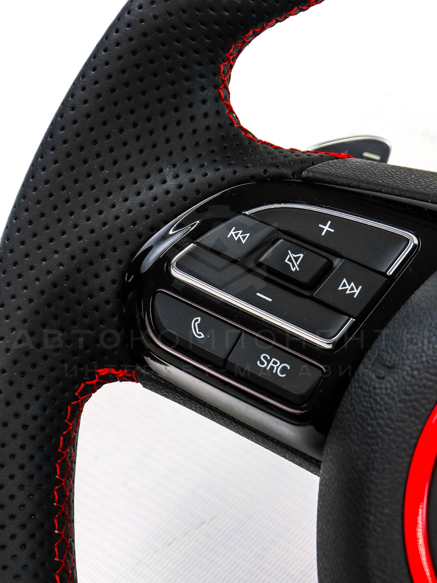 Мультируль в стиле "KIA" (в коже, красный) "Карбон" Лада Приора, Калина, Гранта, ВАЗ 2110-2112 (евро)