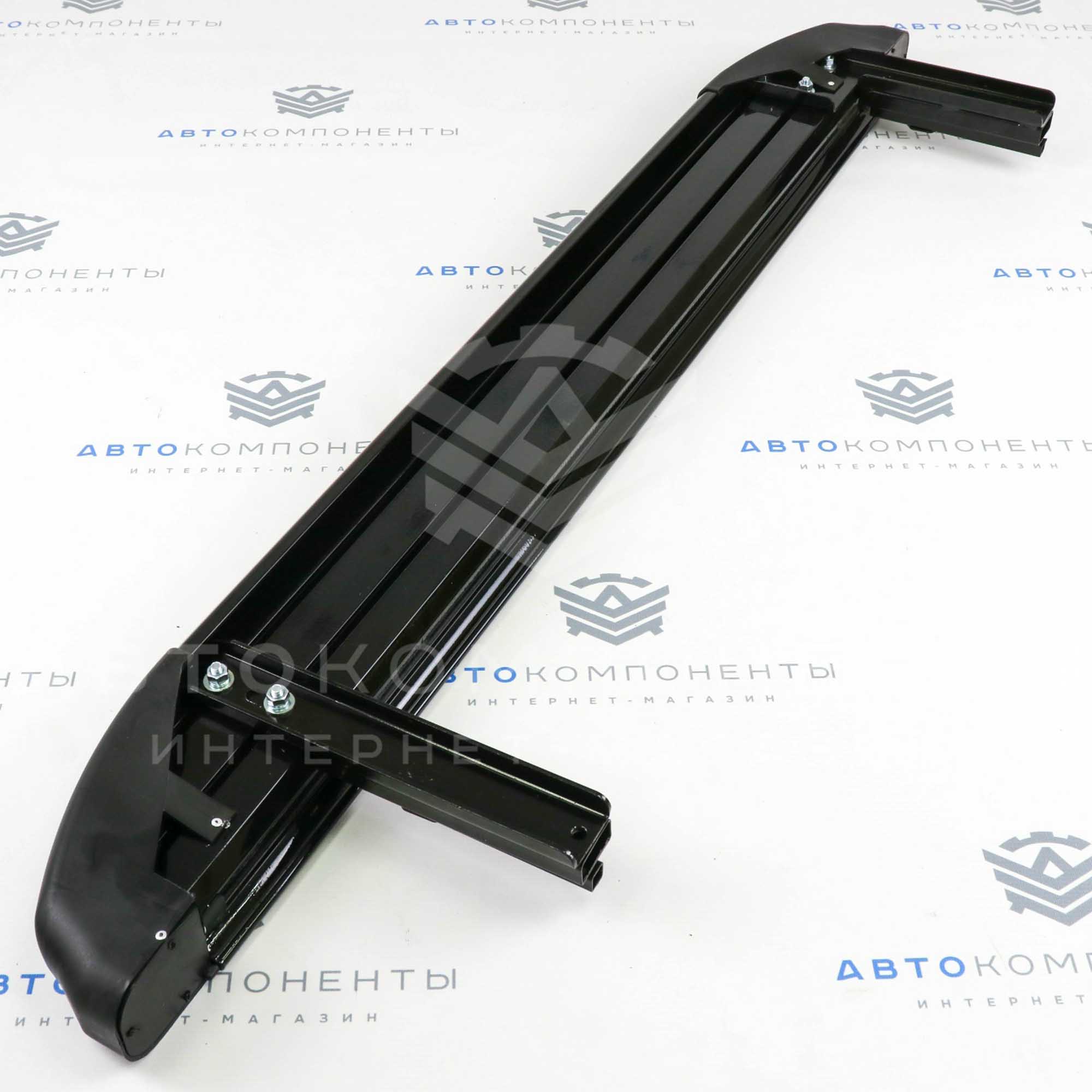 Пороги "БУМЕР" (алюминиевые с резинкой) Лада Нива 4х4, Урбан (черный глянец)