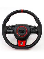 Мультируль в стиле "KIA" (в коже, красный) "Карбон" Лада Приора, Калина, Гранта, ВАЗ 2110-2112 (евро)