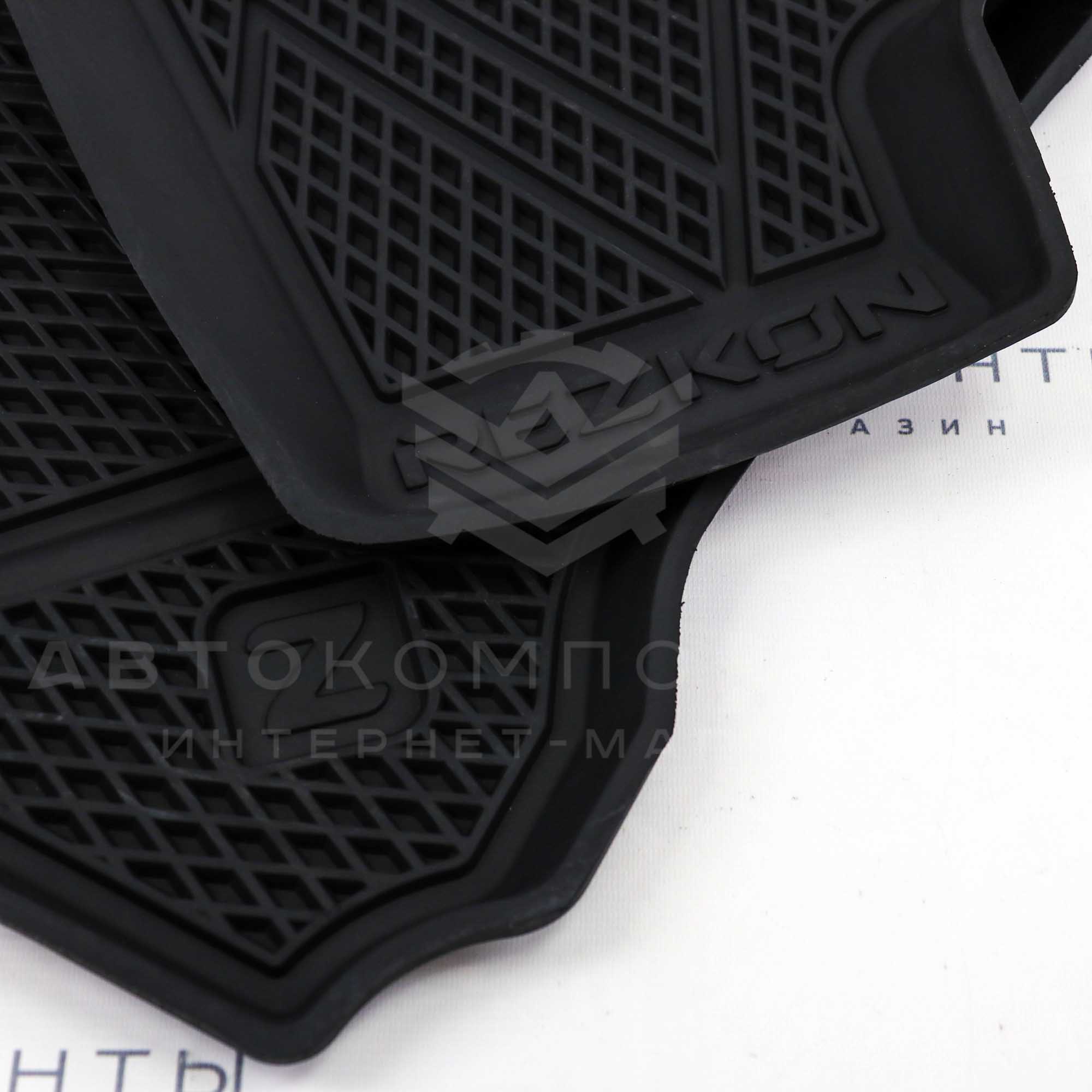 Ковры салонные "Rezkon" с бортами (резиновые, ромб) Лада Гранта (1239015100)