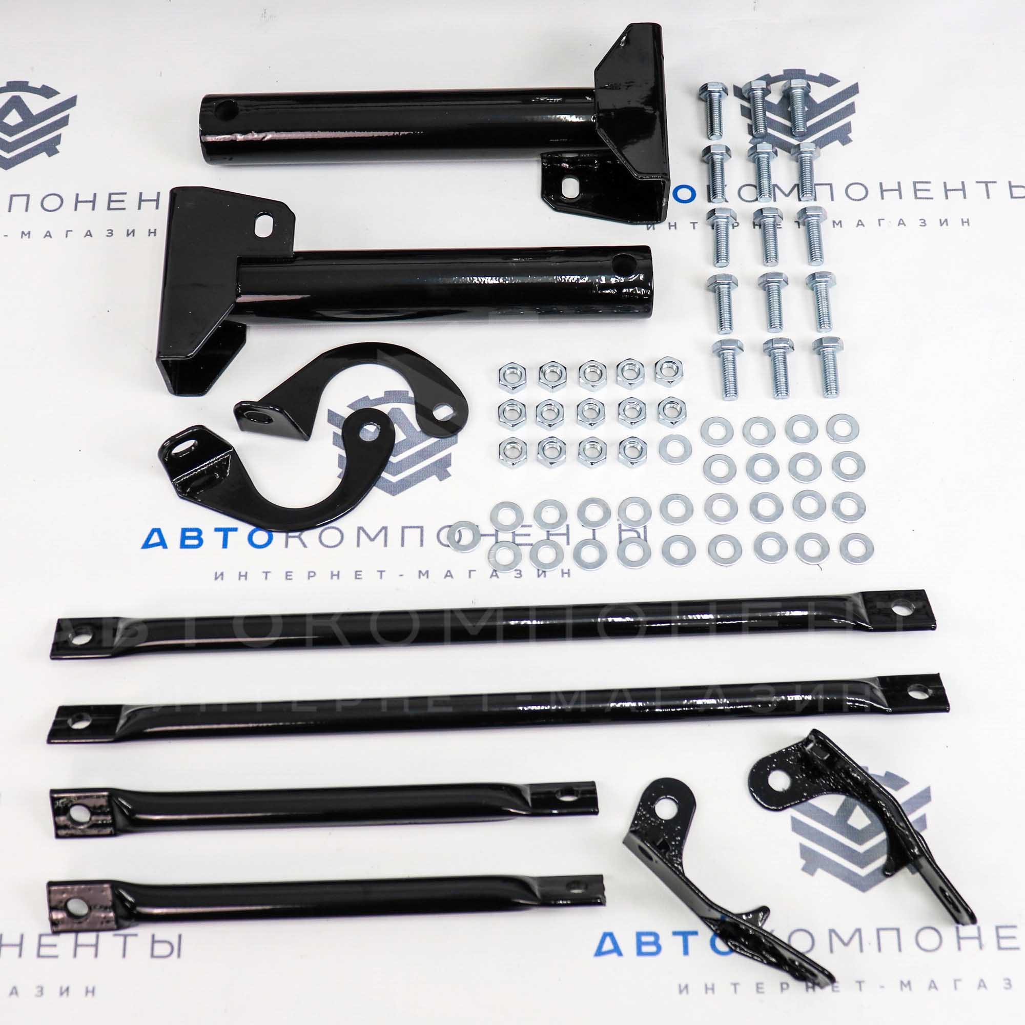 Силовой передний бампер (под лебедку) с доп. защитой двигателя "ТехноСфера" Лада Нива 4х4 (0368, 0369)