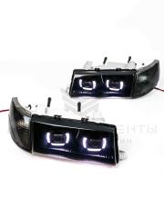 Светодиодные фары в стиле “BMW” v2.0 с ДХО (4 Bi-LED линзы) ВАЗ 2110-2112 (тонированные)