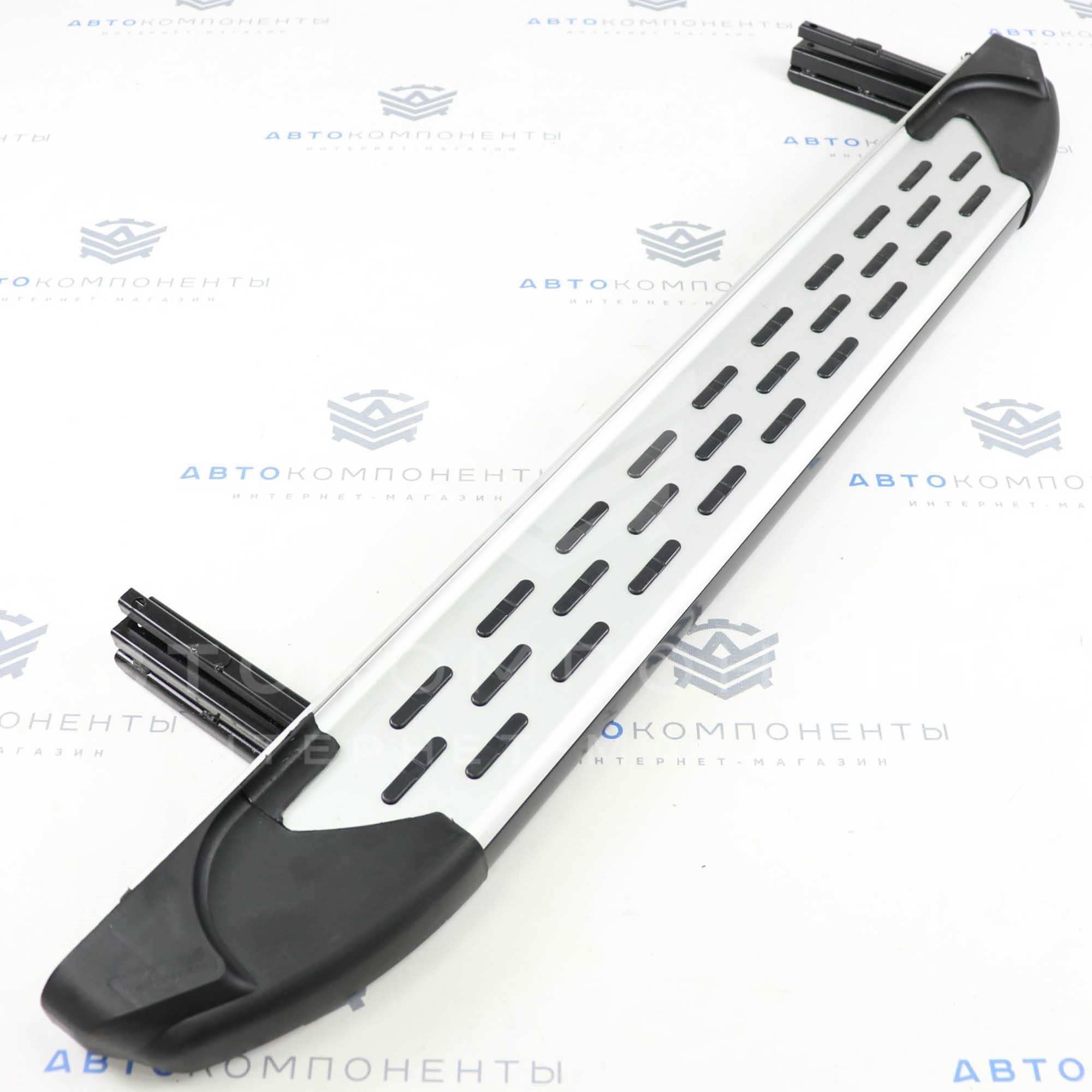 Пороги "БУМЕР 2" (алюминиевые с резинкой) Лада Нива 4х4, Урбан (серебристые)