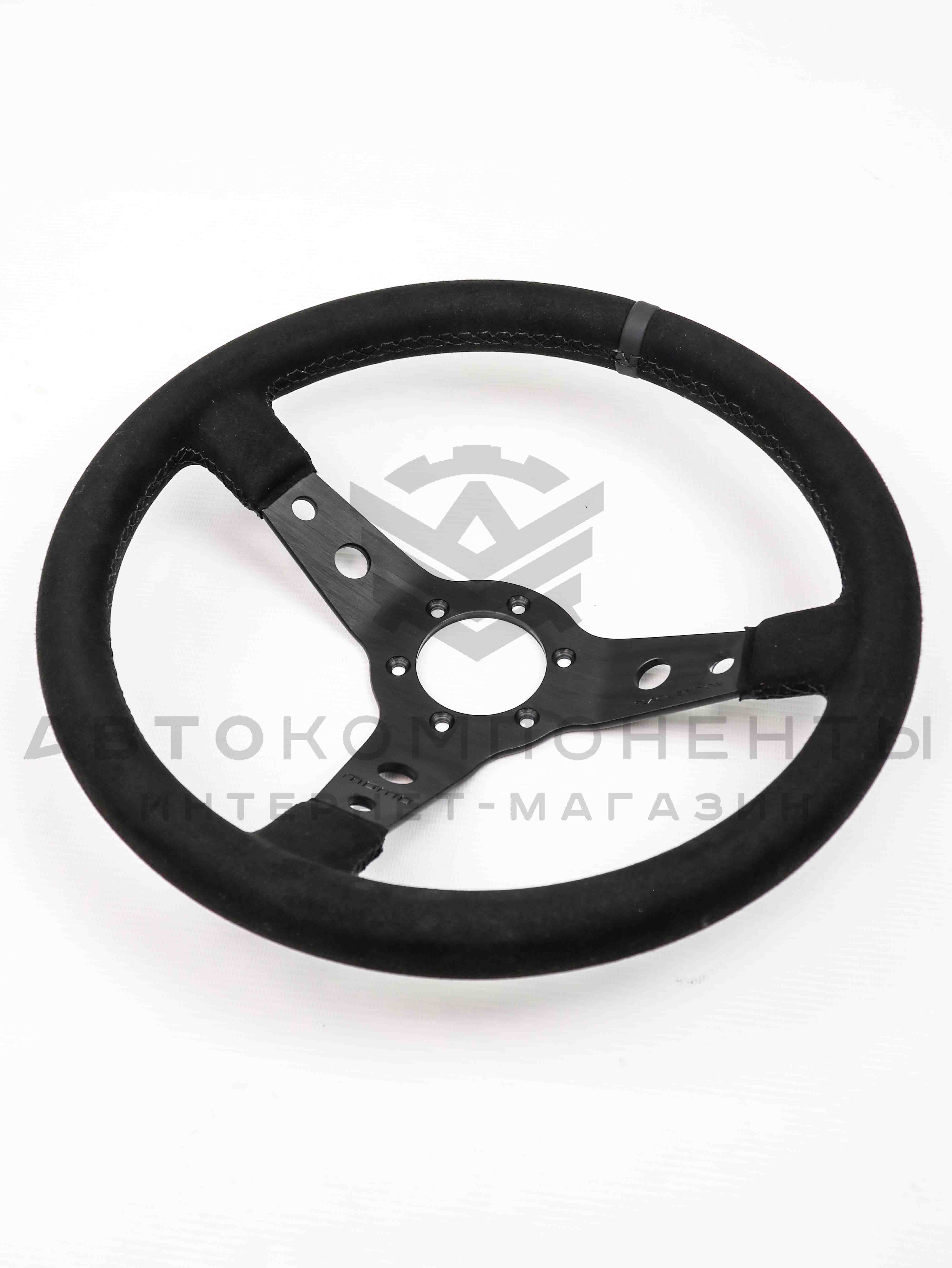 Руль спортивный (с вылетом) "MOMO" Prototipo Black Edition (замша, с меткой)