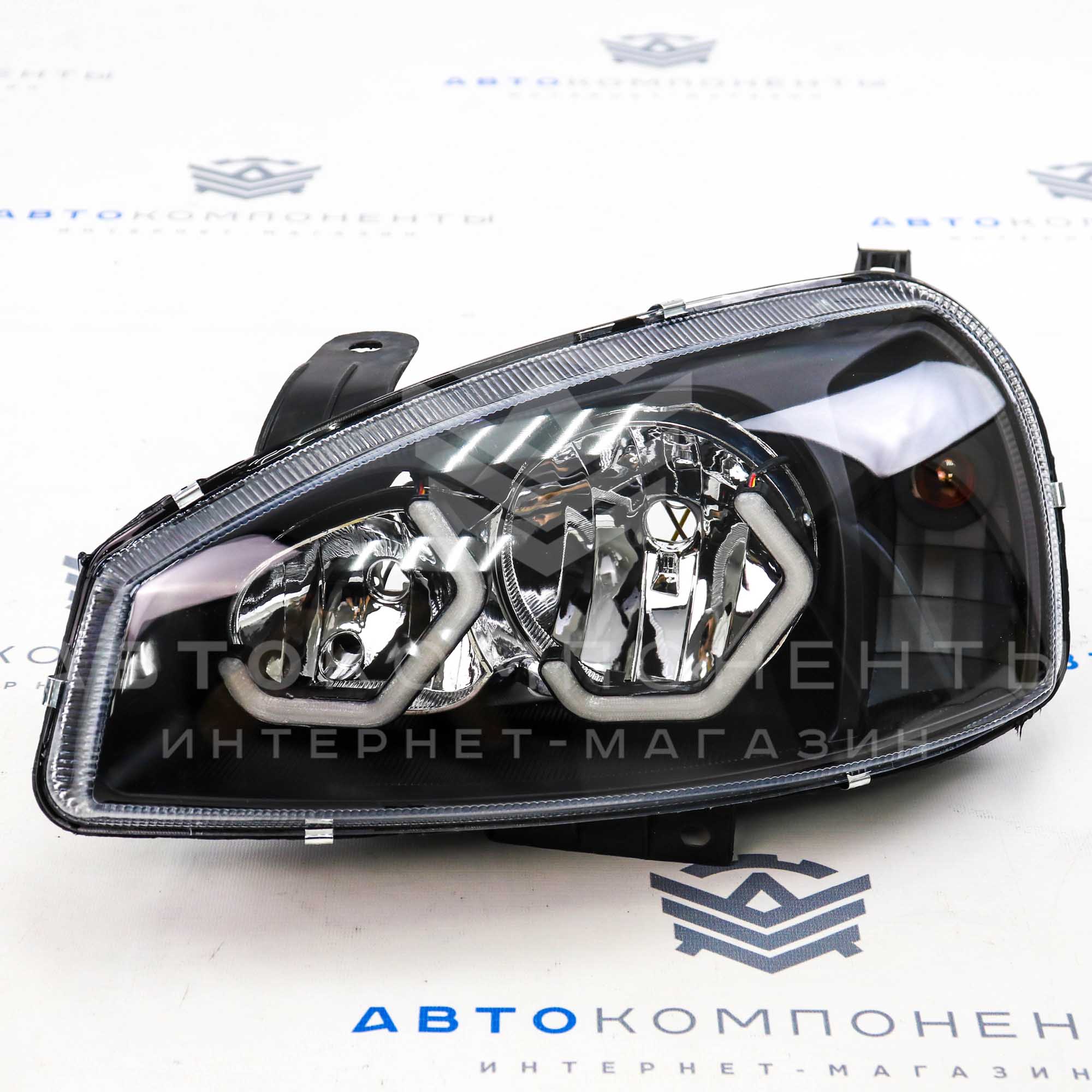 Фары Лада Калина в стиле BMW с ДХО (черные)