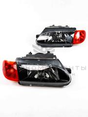 Фары "Черная маска" (оранжевые поворотники) с гладкими стеклами ВАЗ 2113, 2114, 2115