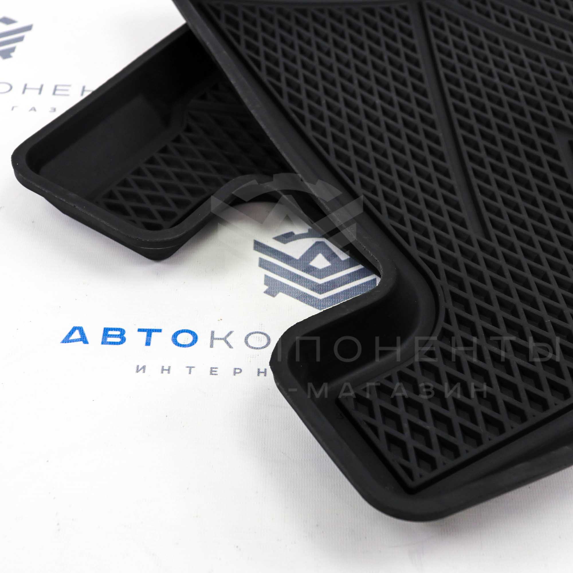 Ковры салонные "Rezkon" с бортами (резиновые, ромб) Лада Приора (1239025500)