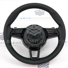 Мультируль в стиле "Porsche" (в коже) круглый ВАЗ 2101-2107, Лада Нива 4х4 (черный лак)