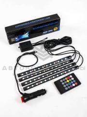 Подсветка салона RGB в ноги с пультом управления (прикуриватель, 4 LED ленты)