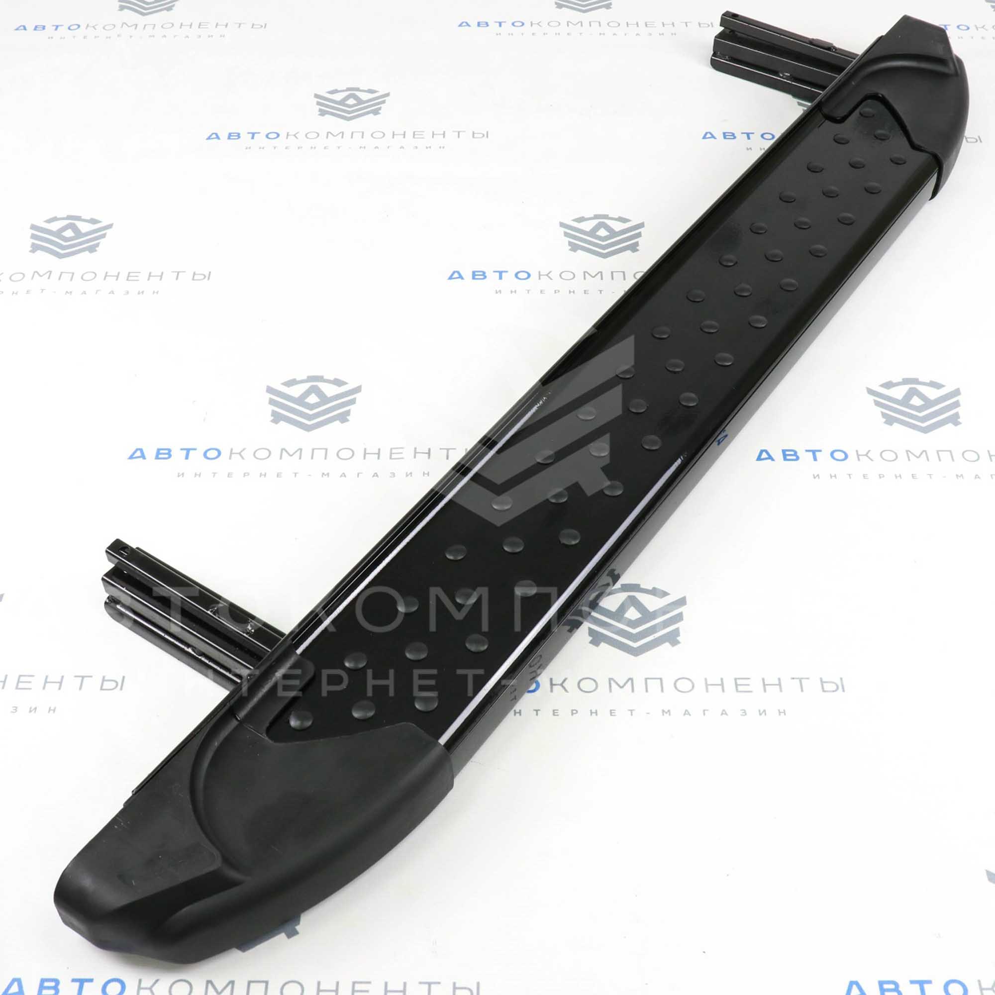 Пороги "БУМЕР" (алюминиевые с резинкой) Лада Нива 4х4, Урбан (черный глянец)