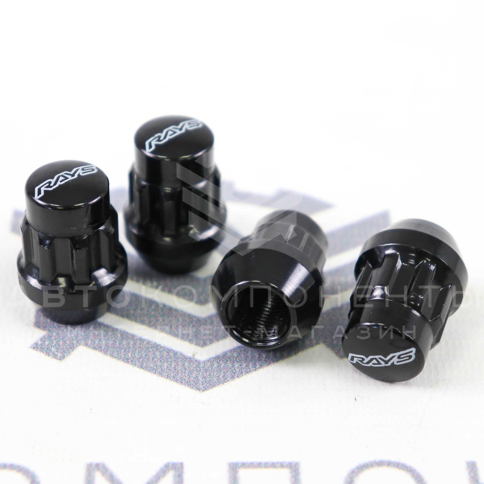 Спортивные колесные гайки-секретки "RAYS" сталь (черные)