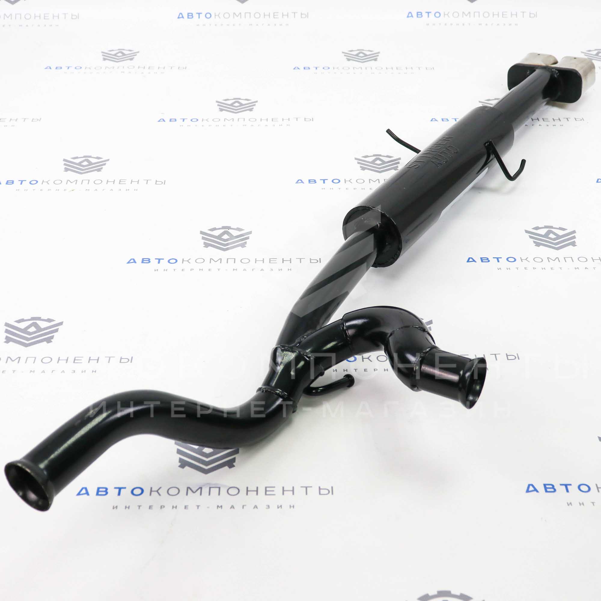 Глушитель "Stinger" прямоточный, раздвоенный (с двойными квадратными насадками) ВАЗ 21099