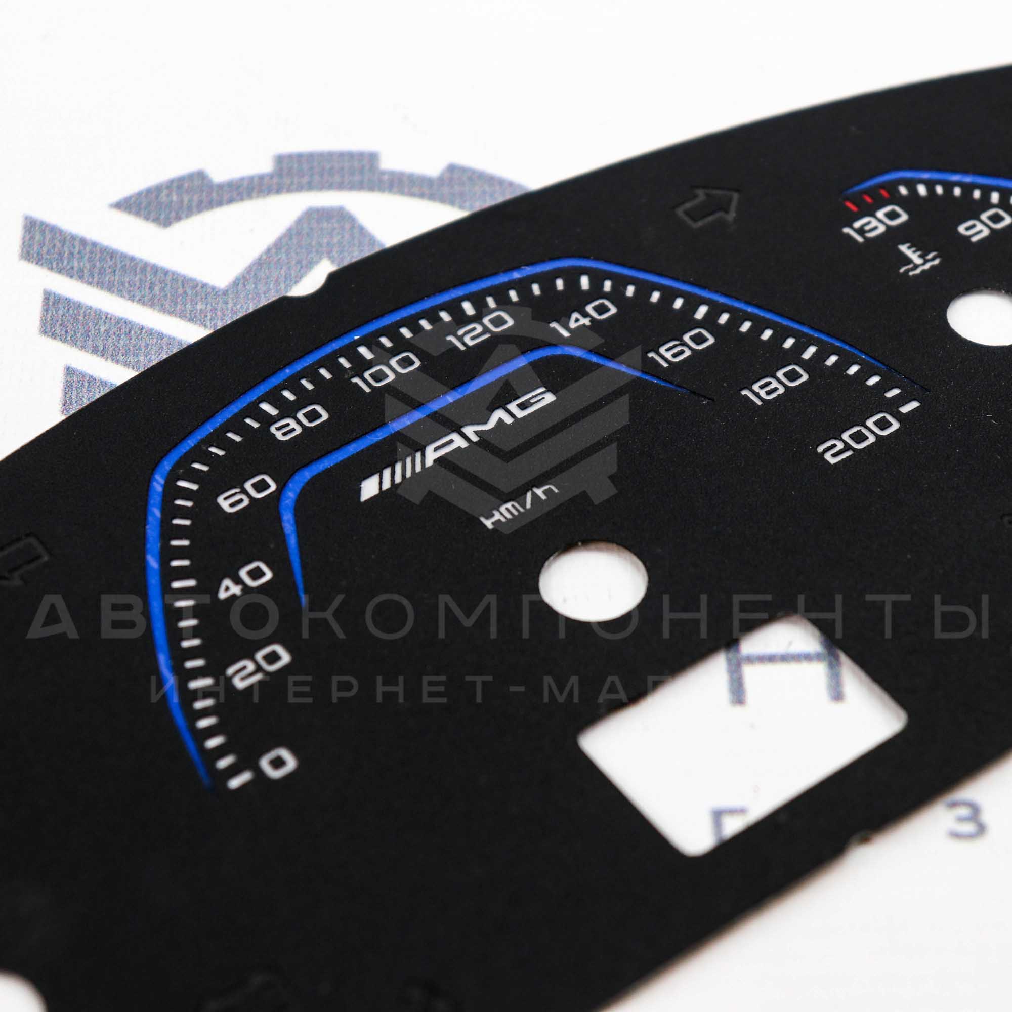 Накладка комбинации приборов "AMG" (VDO) ВАЗ 2110-2112 (евро), Приора, Калина, (синяя)