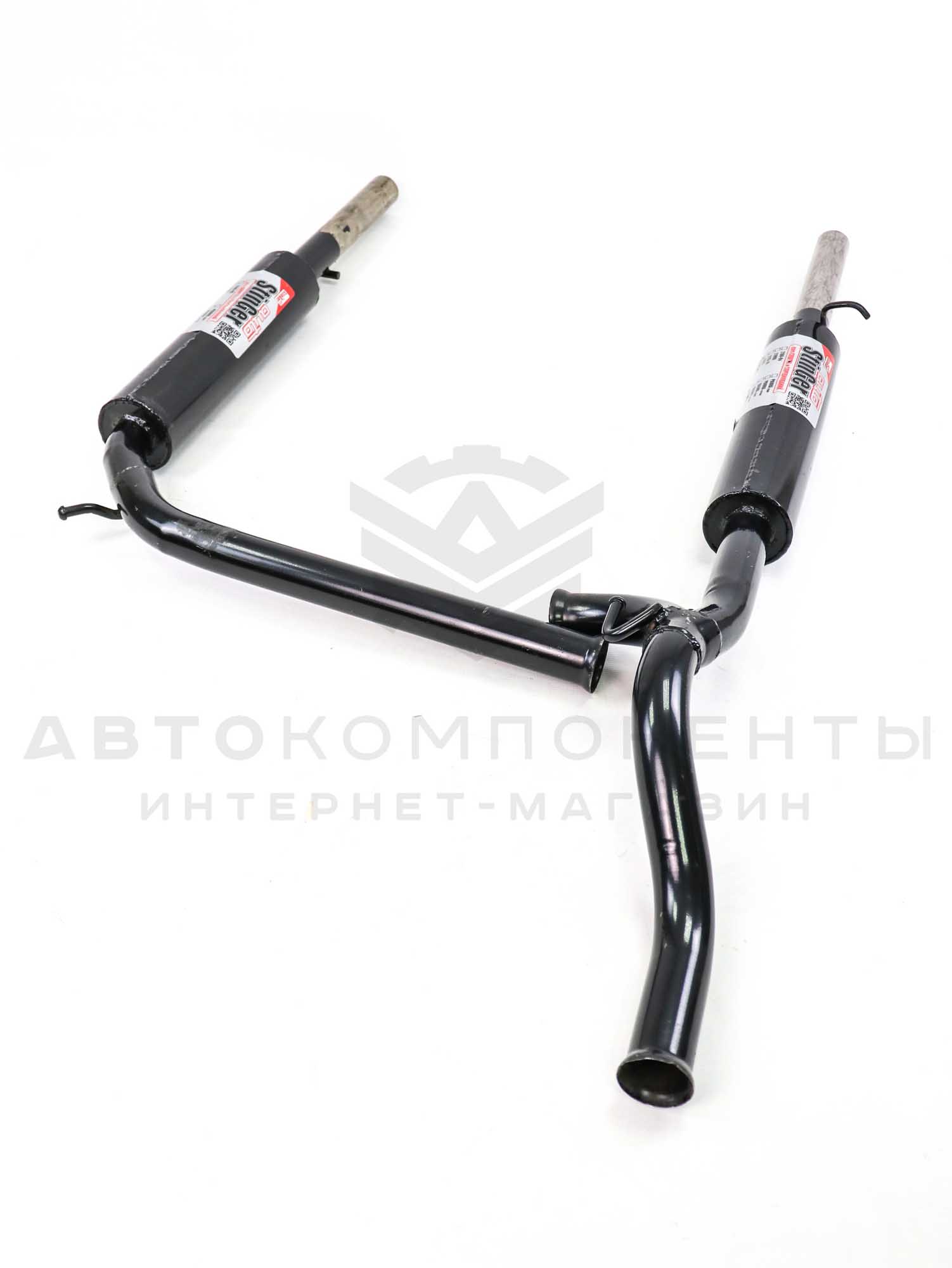 Глушитель "Stinger" основной, прямоточный, раздвоенный (без насадок) ВАЗ 2110-2111