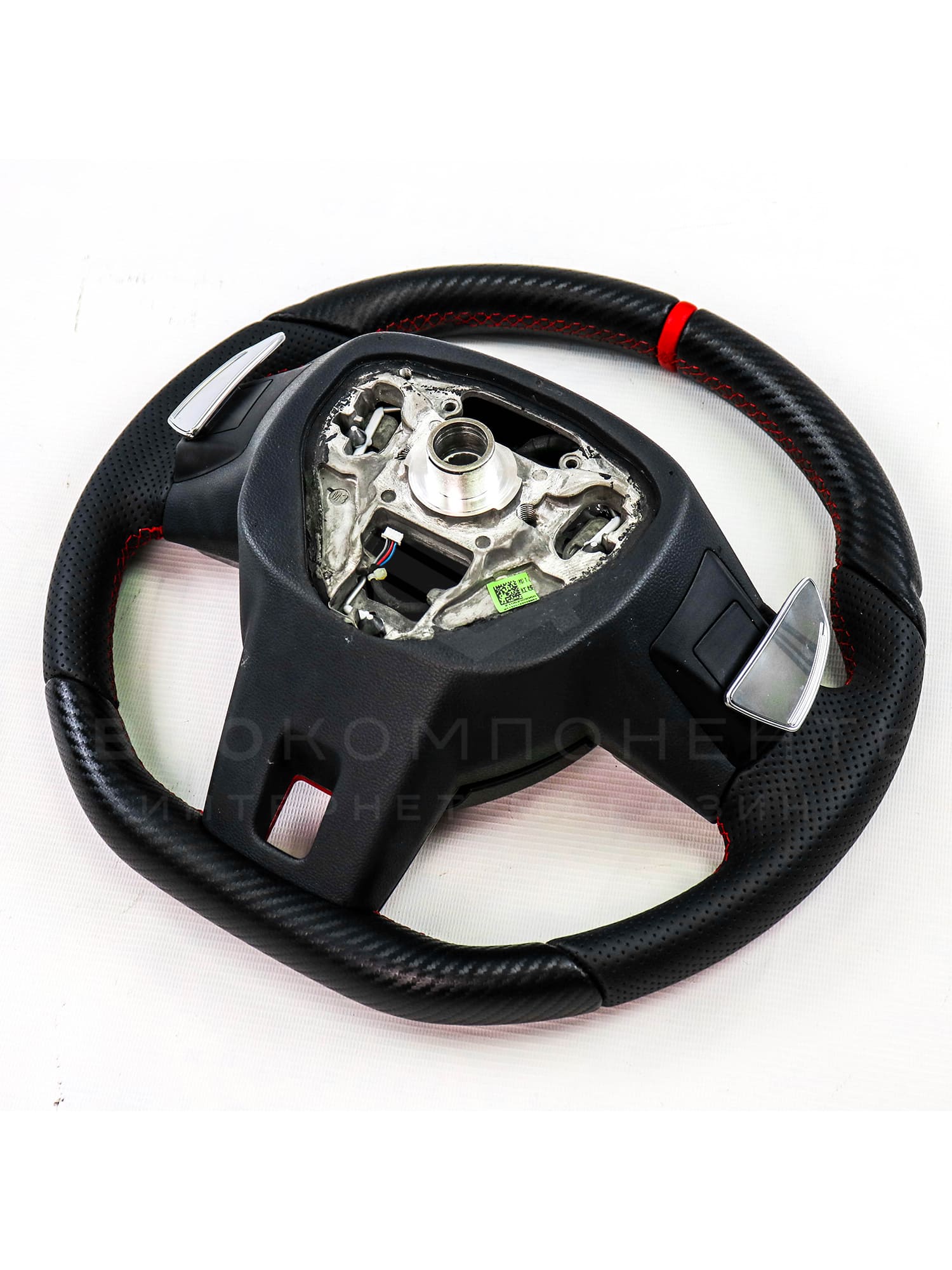 Мультируль в стиле "KIA" (в коже, красный) "Карбон" Лада Приора, Калина, Гранта, ВАЗ 2110-2112 (евро)