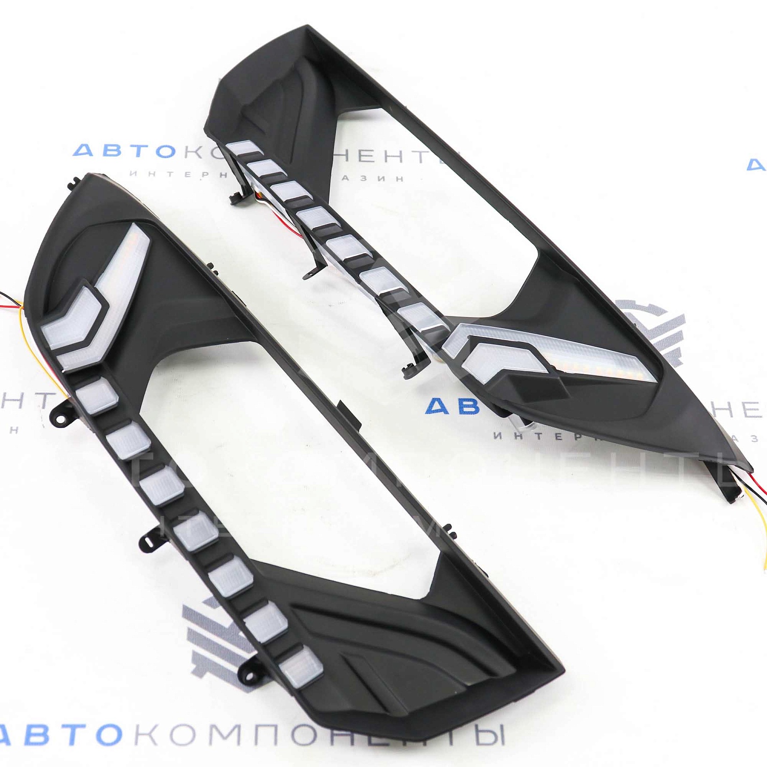 Маски фар Лада Гранта FL в стиле AUDI (черные) с поворотниками и ДХО