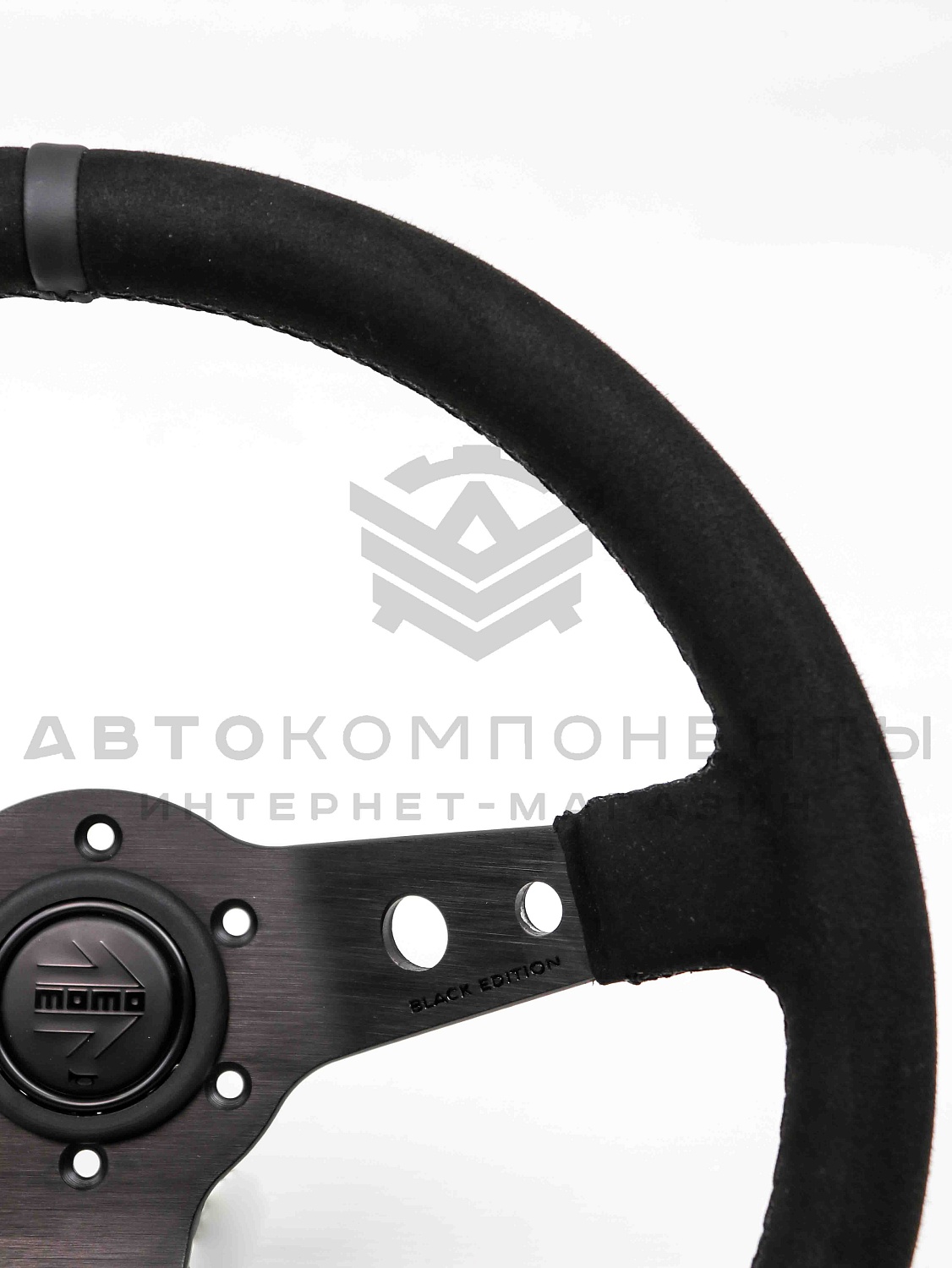 Руль спортивный (с вылетом) "MOMO" Prototipo Black Edition (замша, с меткой)