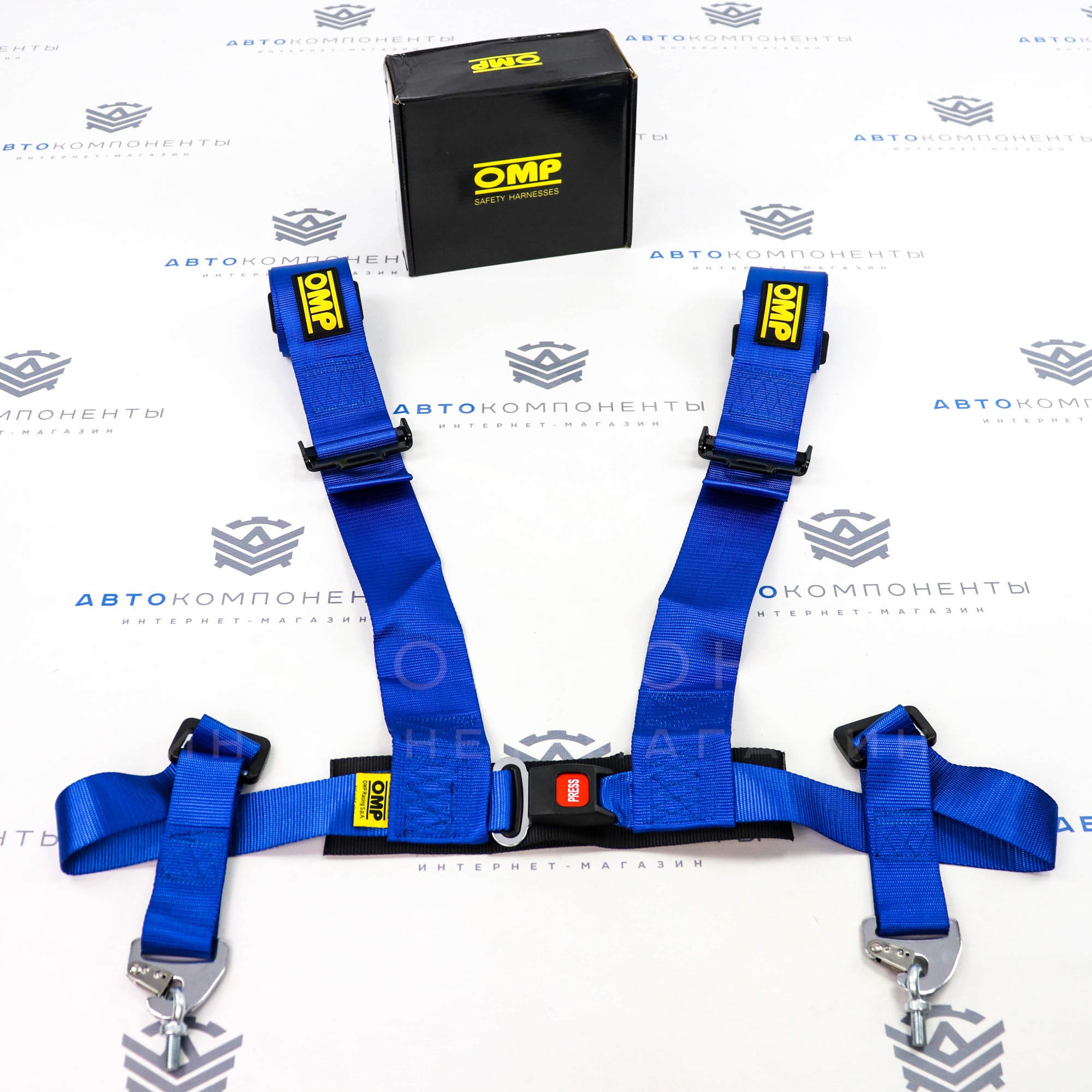 Ремни безопасности STREET OMP style 4-х точечные (синие)