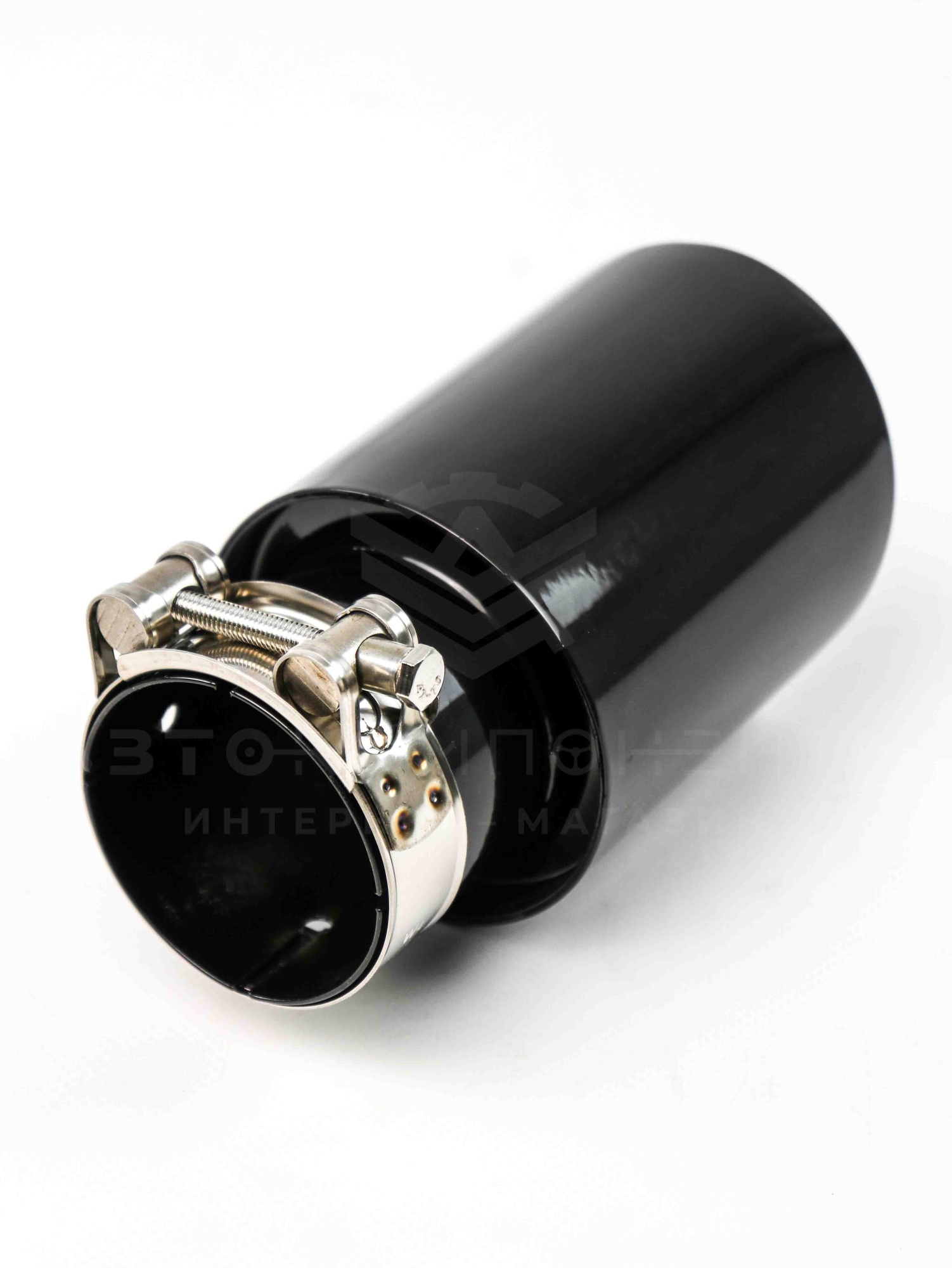 Насадка на глушитель (скошенная, нерж. сталь) 63х89мм (черный глянец)