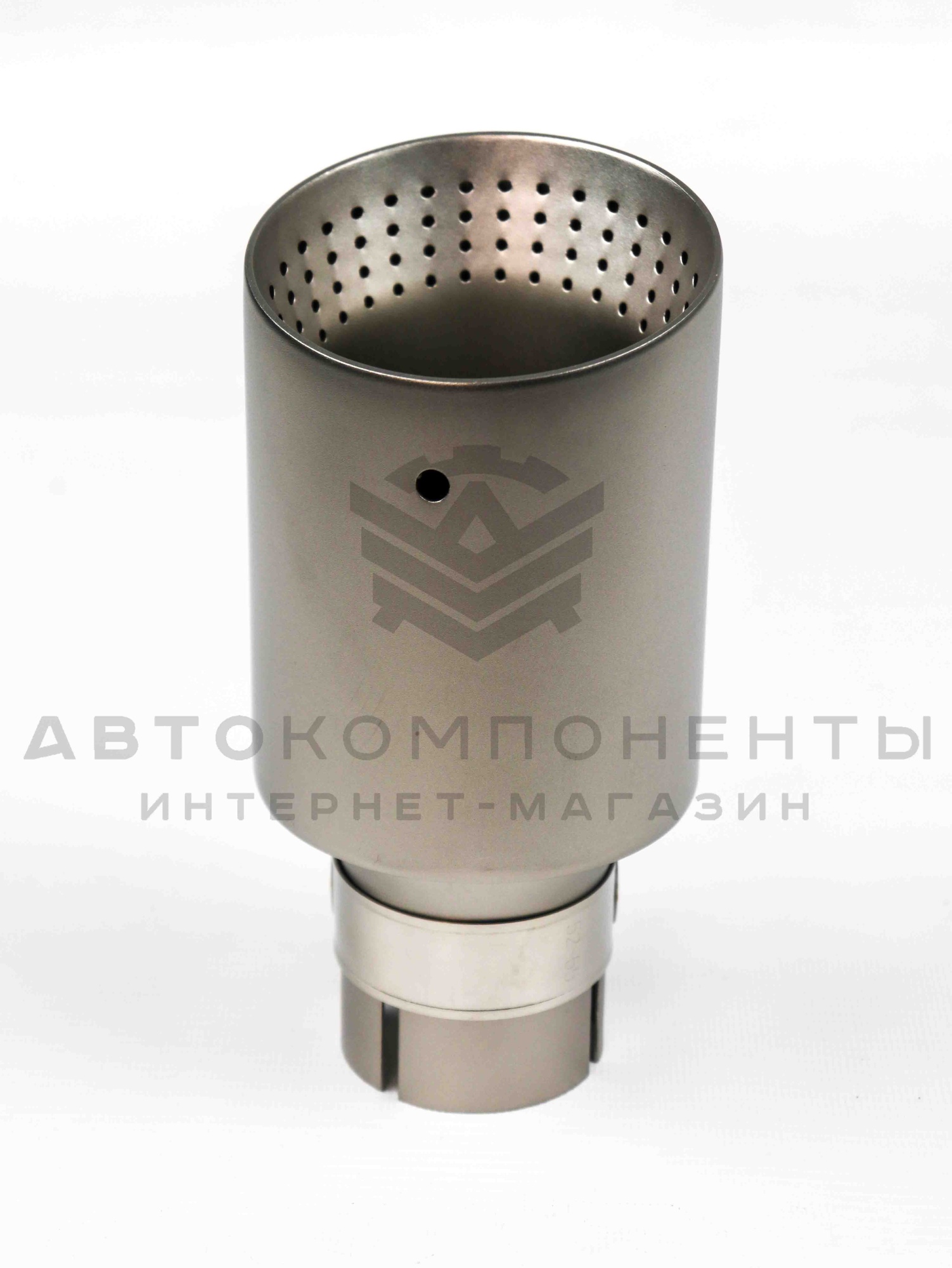 Насадка на глушитель AKRAPOVIC (скошенная, с перфорацией) 51-89мм (серебристая)