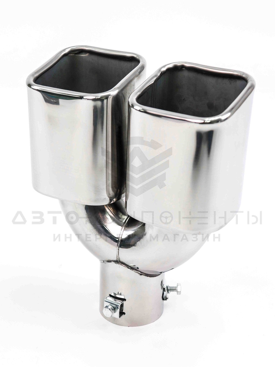 Насадка на глушитель двойная квадратная (хром)
