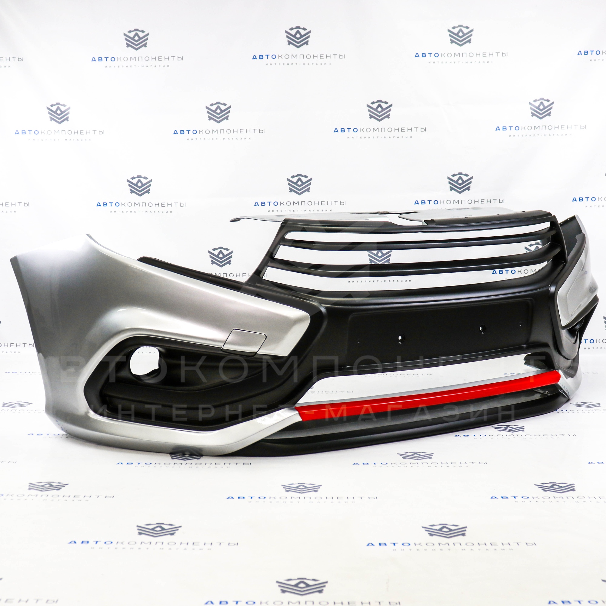 Передний бампер в стиле Vesta Sport под штатную установку Лада Vesta в цвет кузова