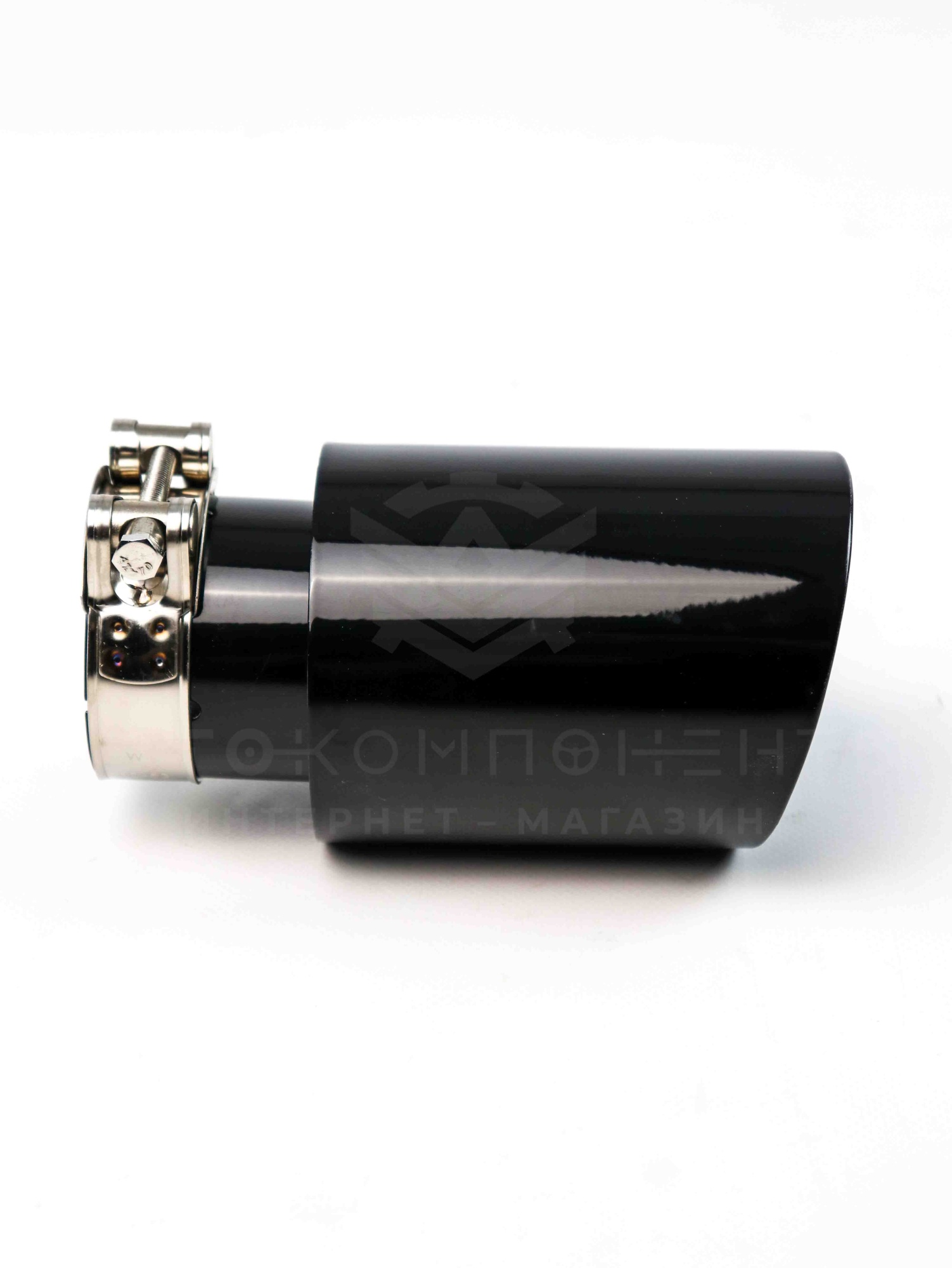 Насадка на глушитель (скошенная, нерж. сталь) 63х89мм (черный глянец)