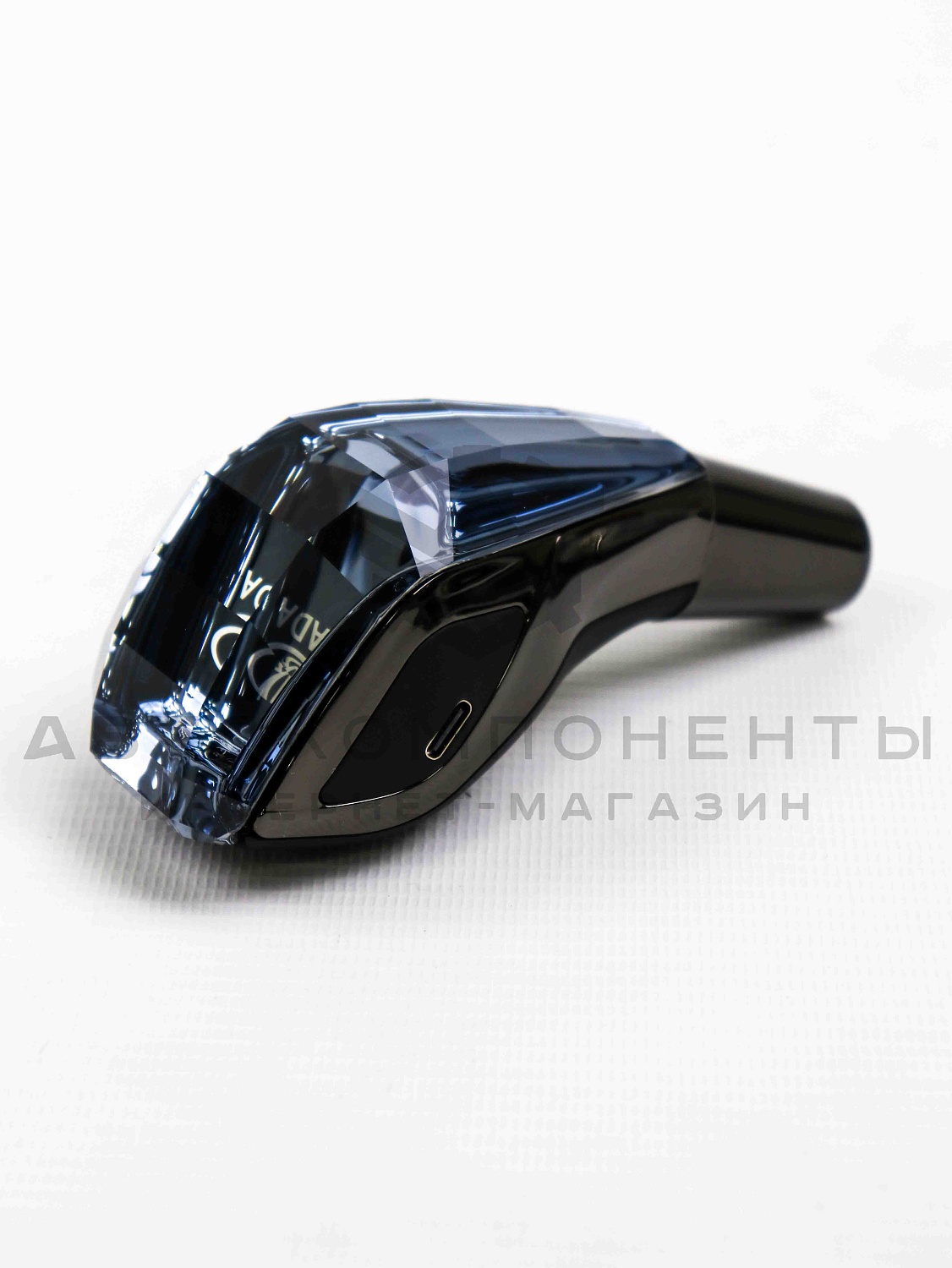 Хрустальная ручка КПП, универсальная "Кристалл" с подсветкой RGB (темный хром)