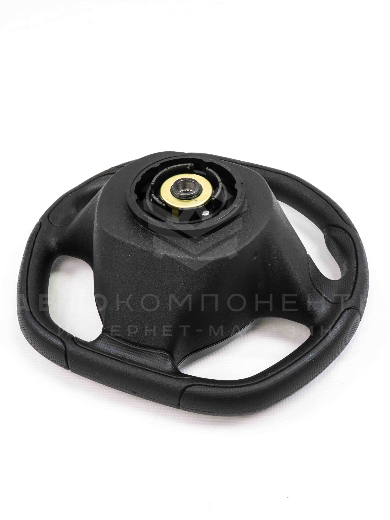 Анатомический руль (со скосом) в стиле Приора 2 (чёрный лак) ВАЗ 2101-2107, Лада Нива 4х4